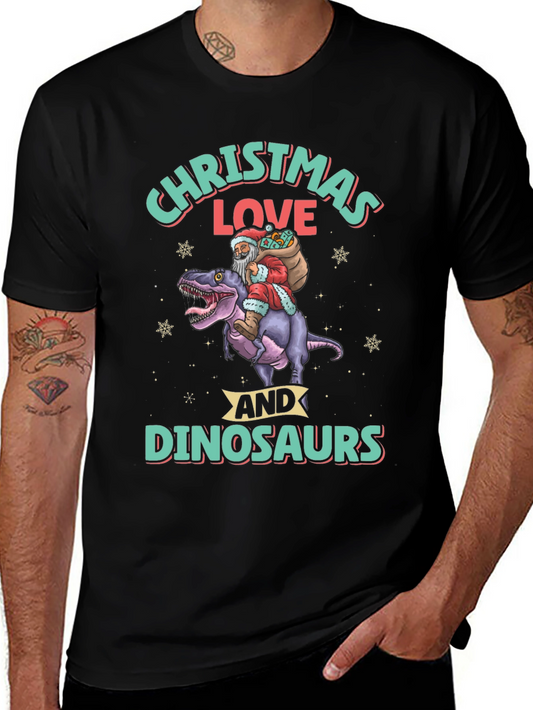Christmas Love Dinosaurs Graphic T-Shirt