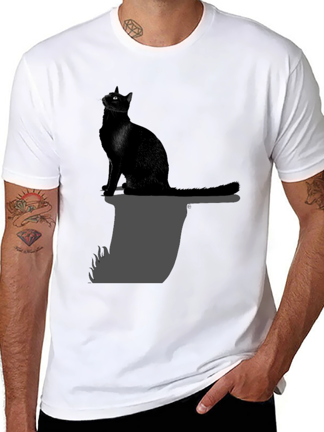 Black Cat on Axe T-Shirt