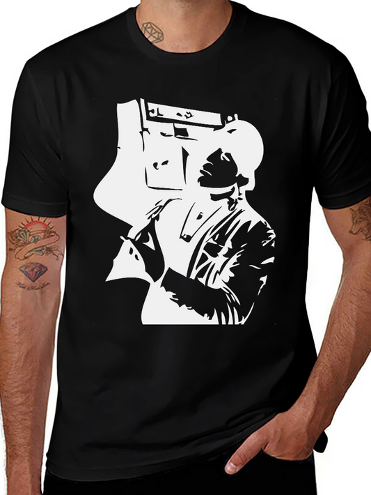 Retro Boombox Graphic Black T-Shirt