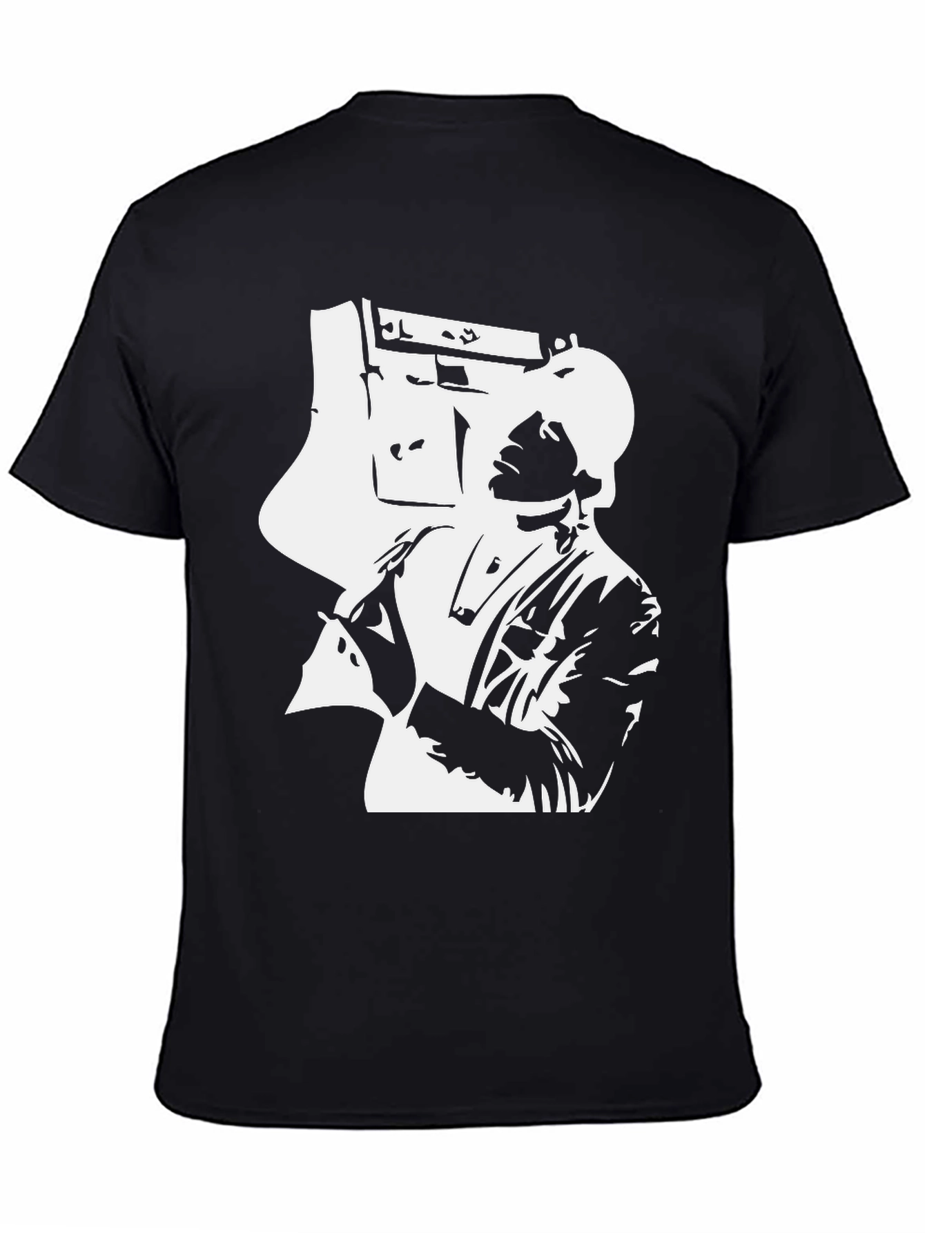 Retro Boombox Graphic Black T-Shirt