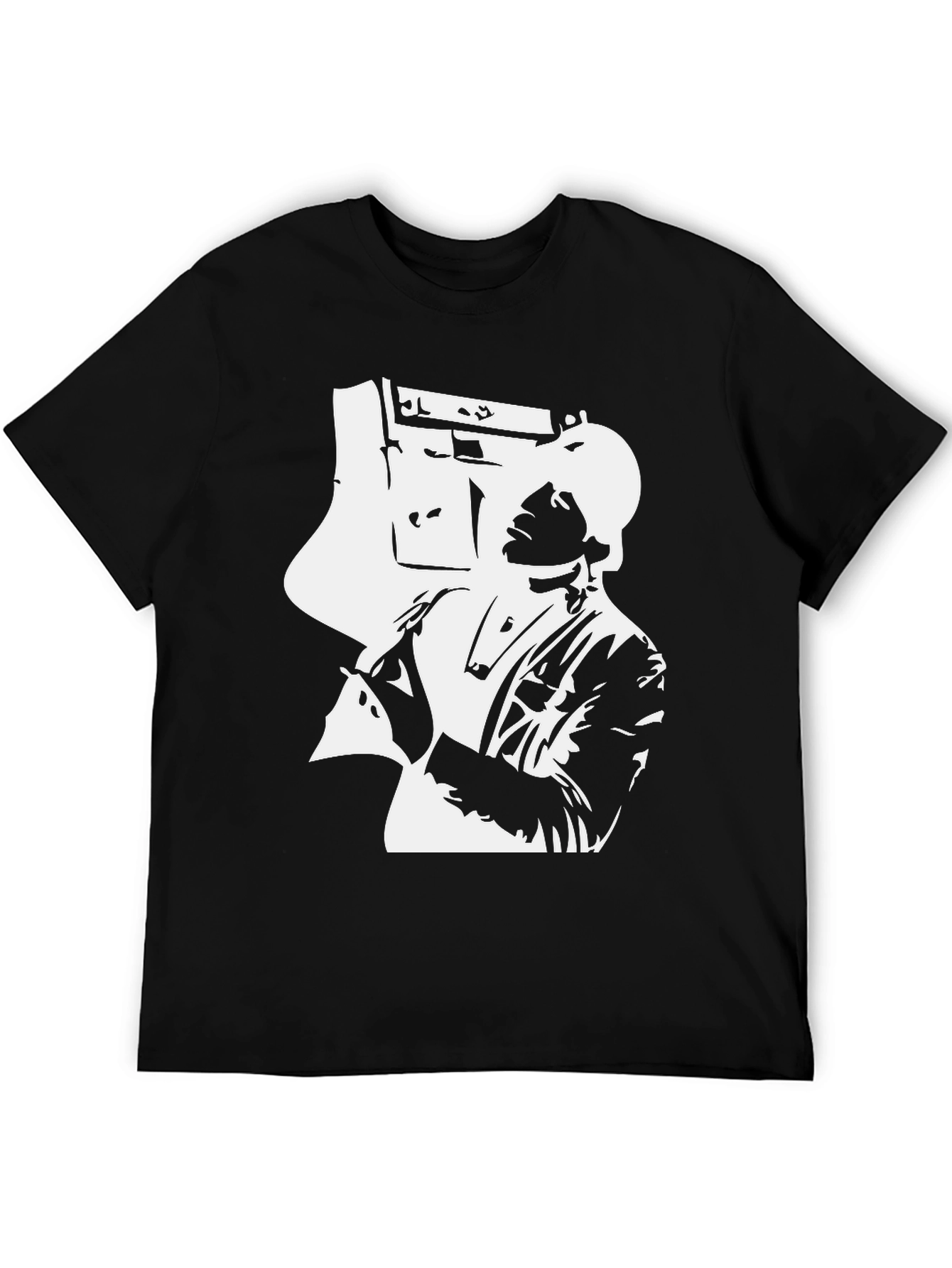 Retro Boombox Graphic Black T-Shirt