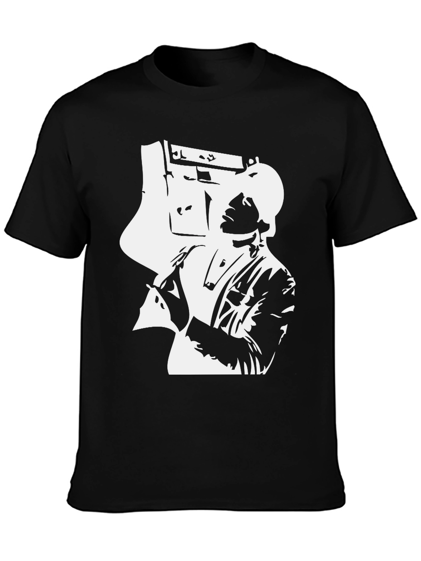 Retro Boombox Graphic Black T-Shirt