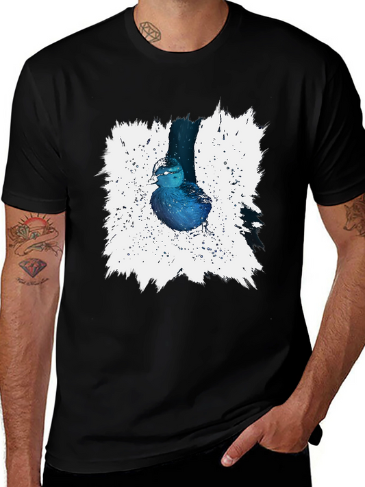 Blue Bird Splash Graphic Tee - Artistic Design
