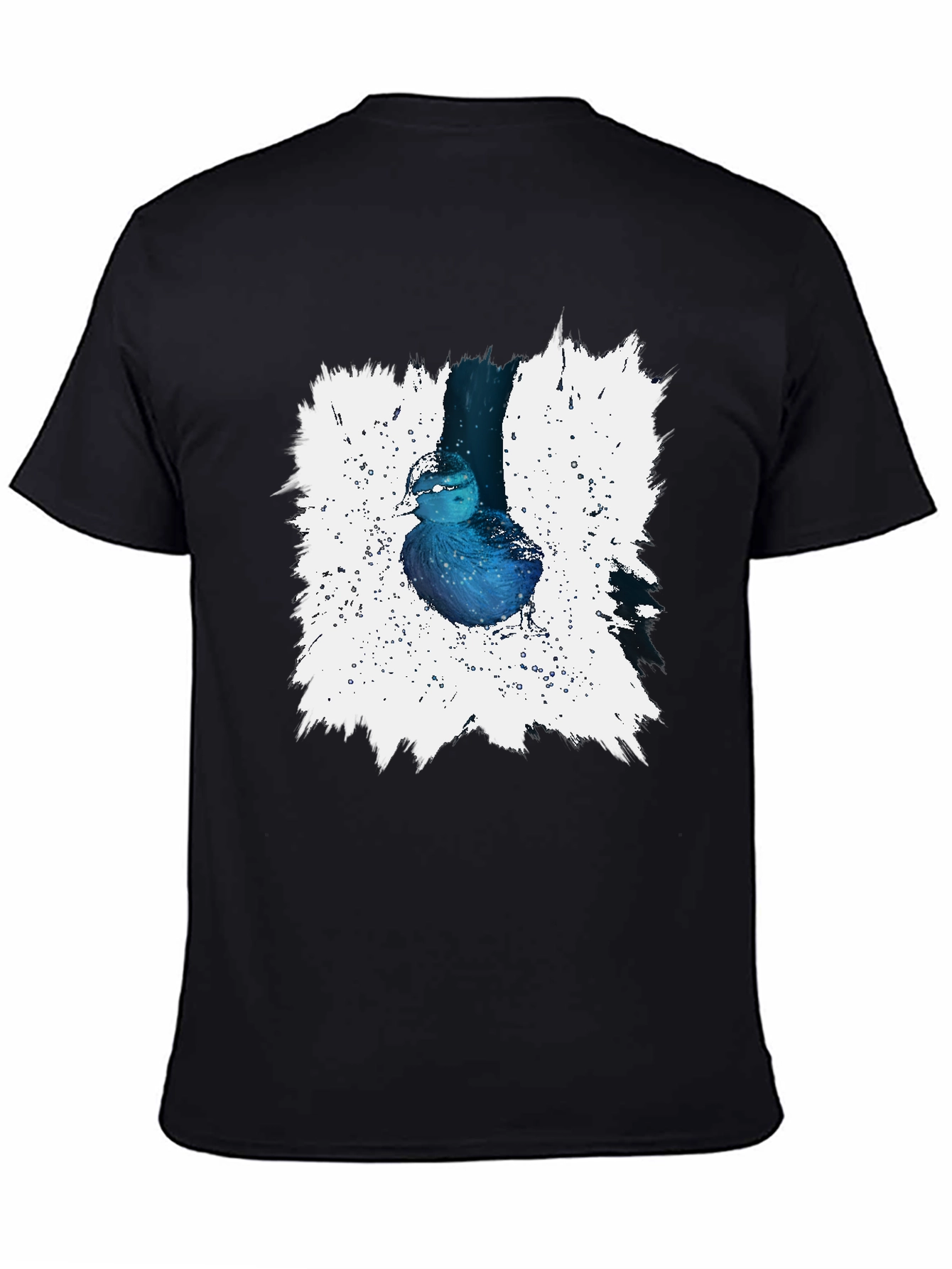 Blue Bird Splash Graphic Tee - Artistic Design