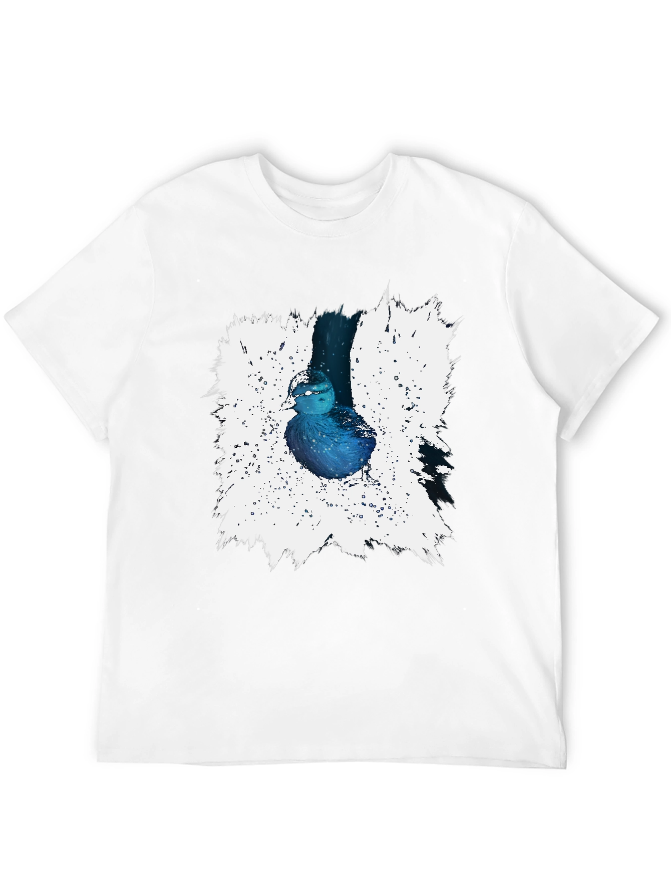 Blue Bird Splash Graphic Tee - Artistic Design