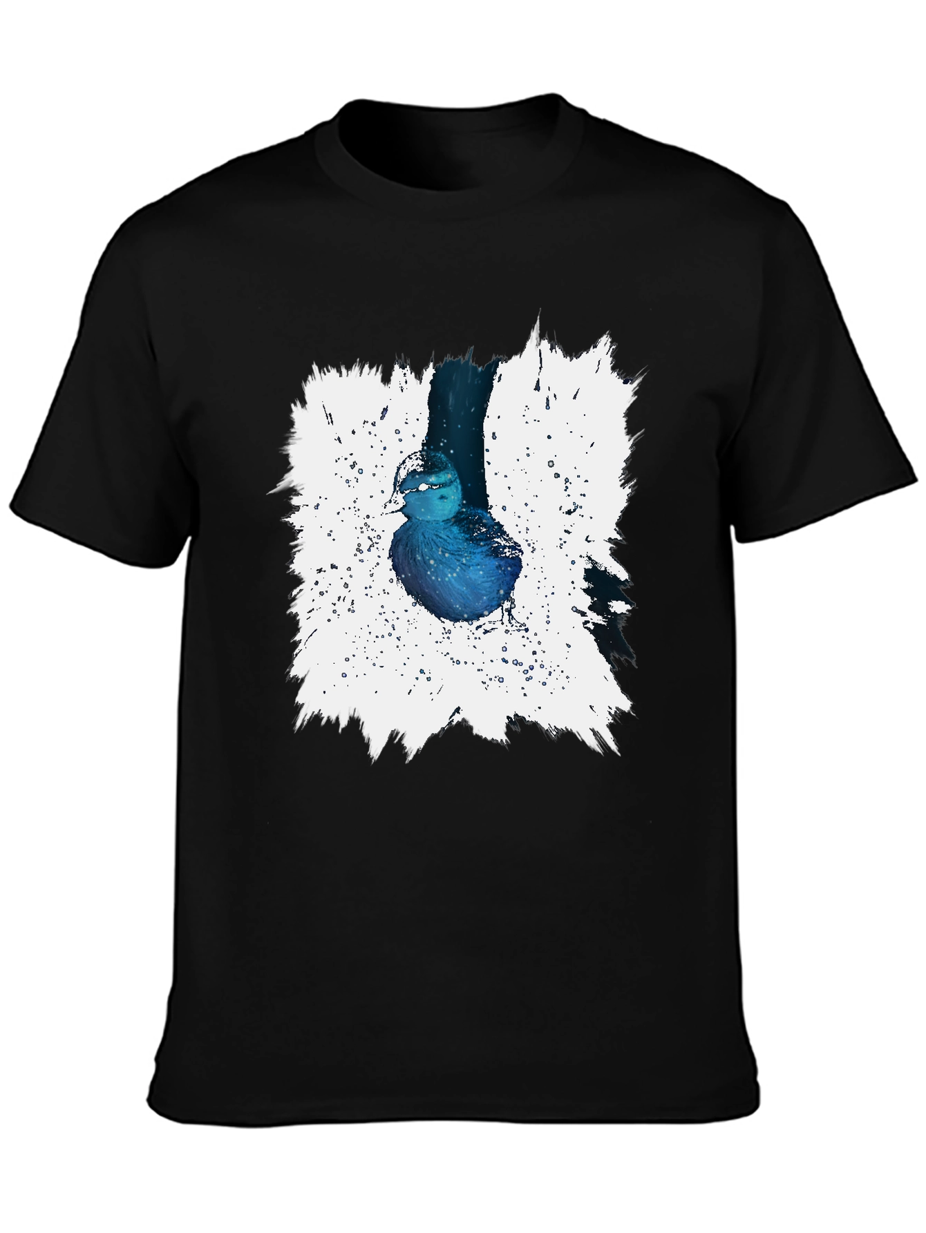Blue Bird Splash Graphic Tee - Artistic Design