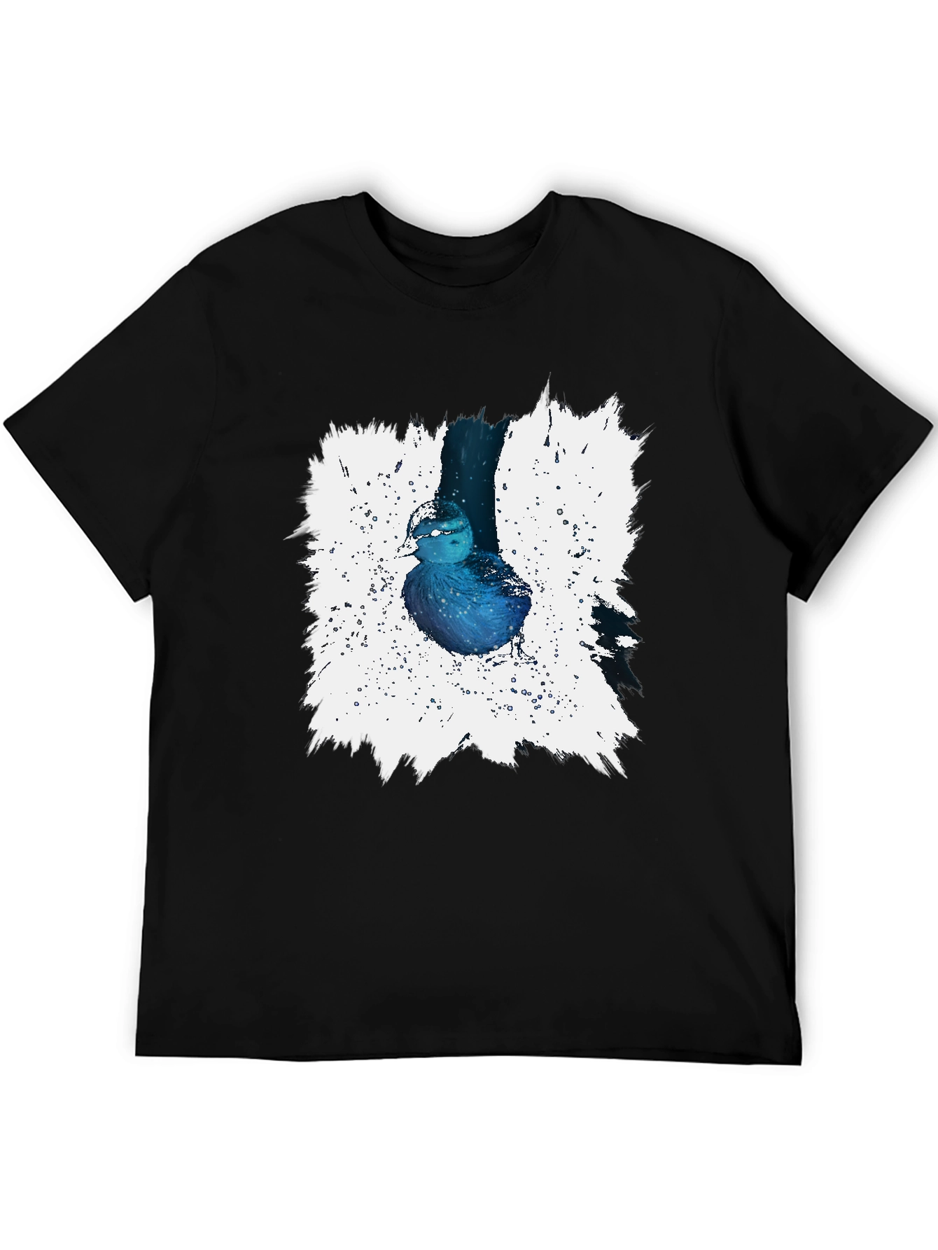 Blue Bird Splash Graphic Tee - Artistic Design