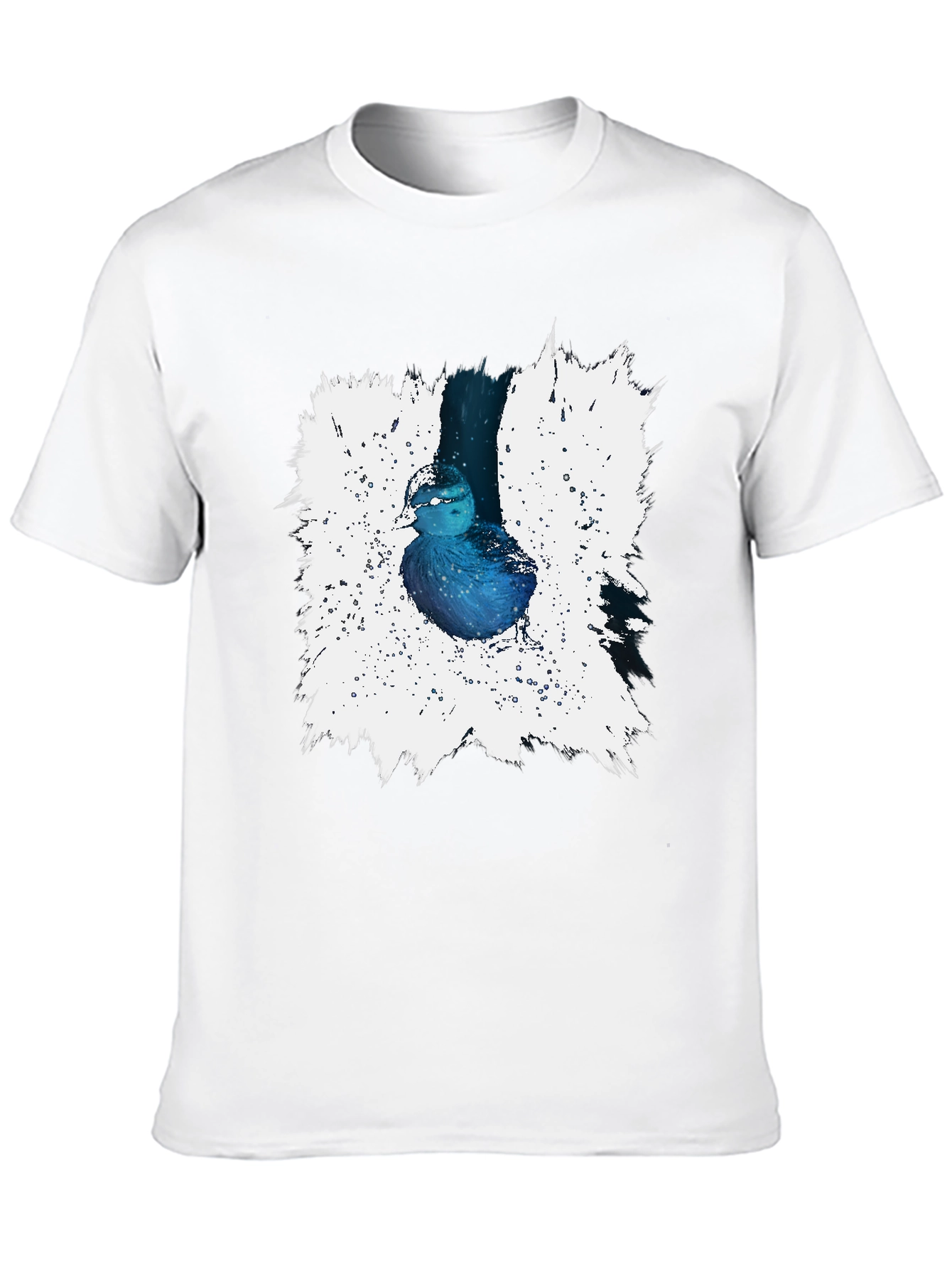Blue Bird Splash Graphic Tee - Artistic Design