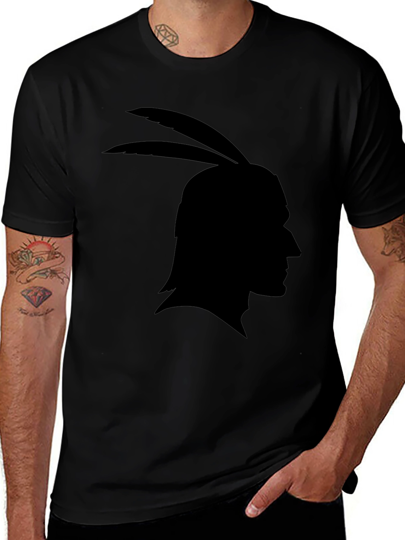 Native American Silhouette Black T-Shirt