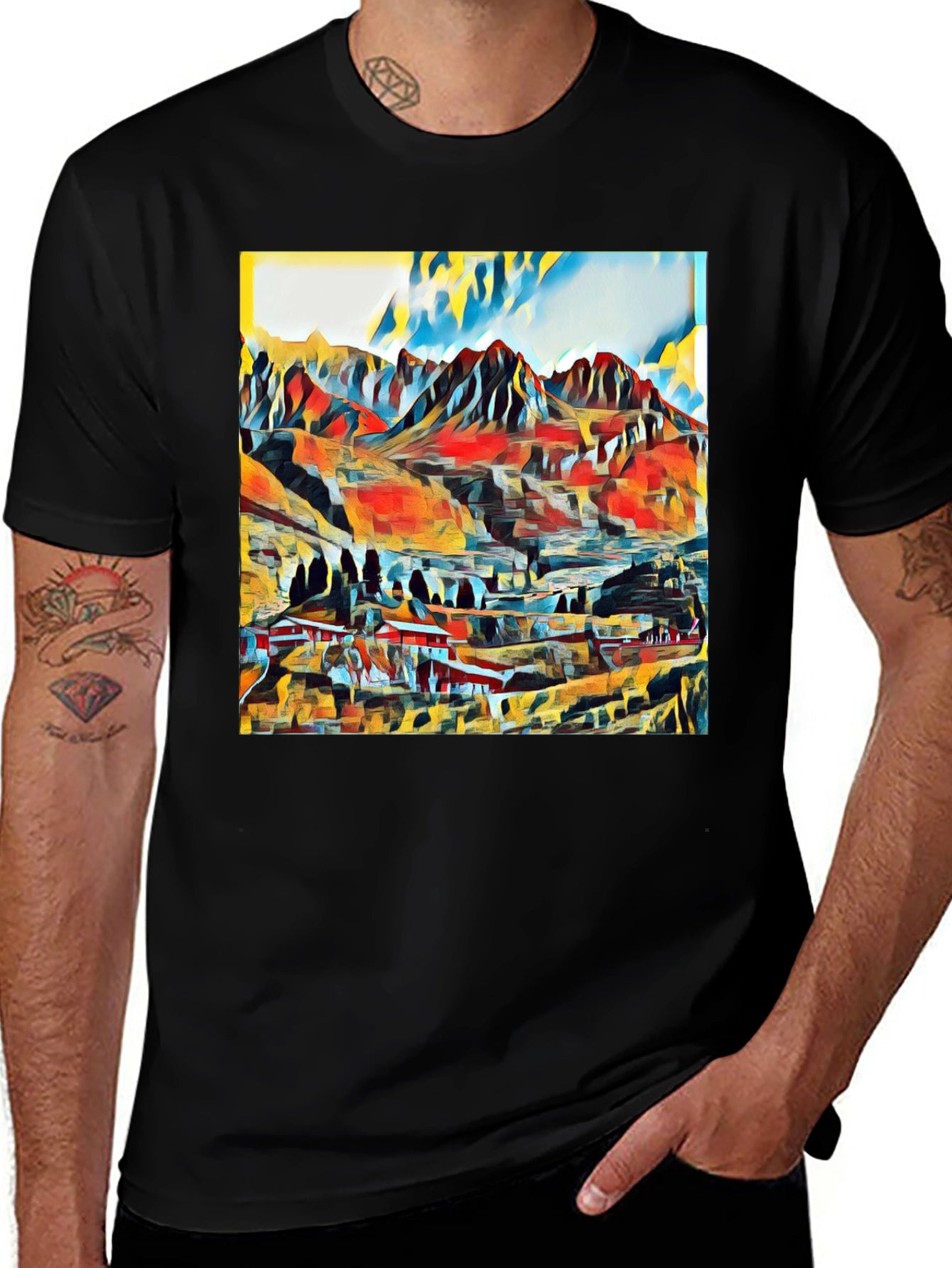 Abstract Mountain Graphic T-Shirt