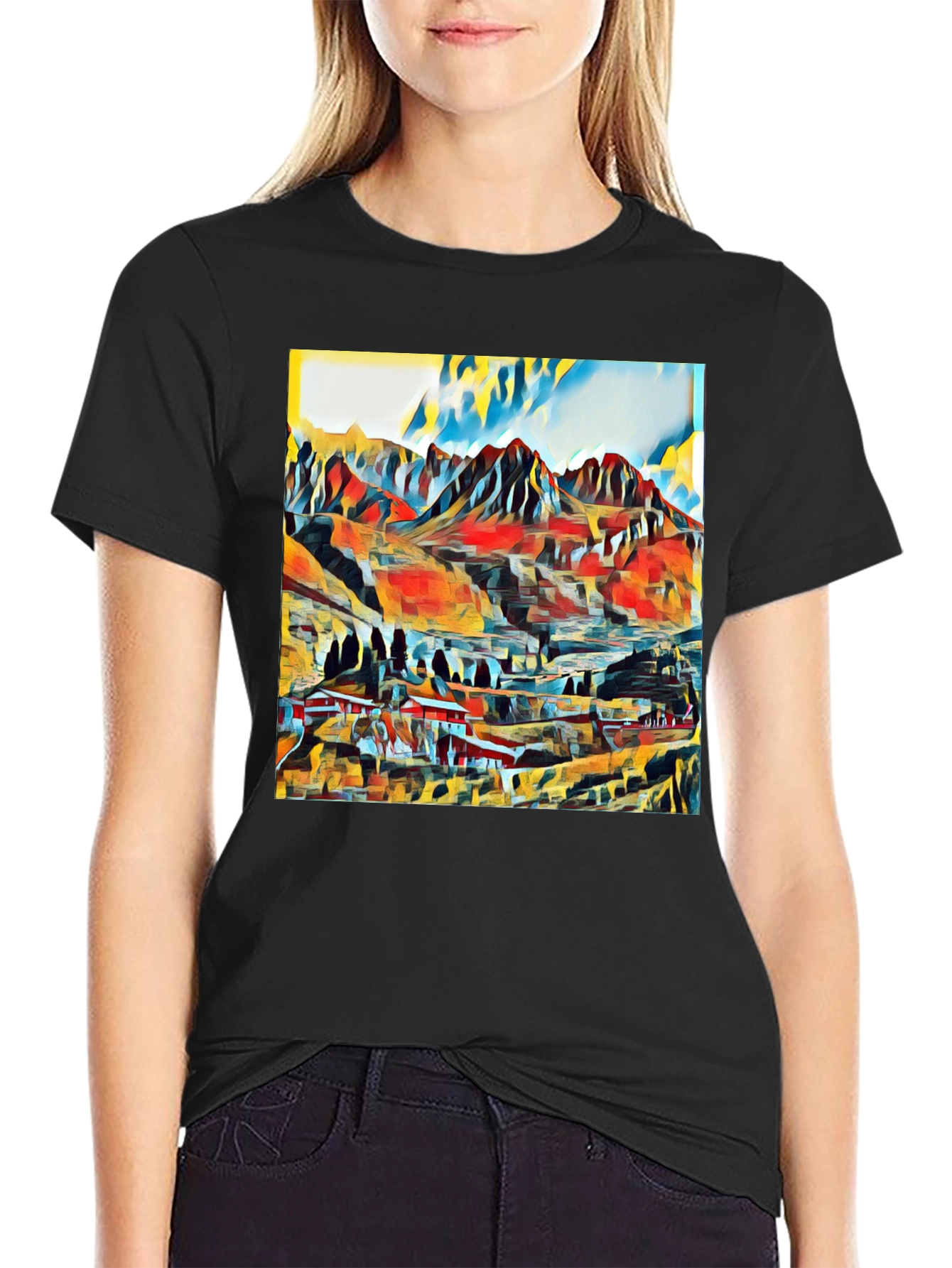 Abstract Mountain Graphic T-Shirt