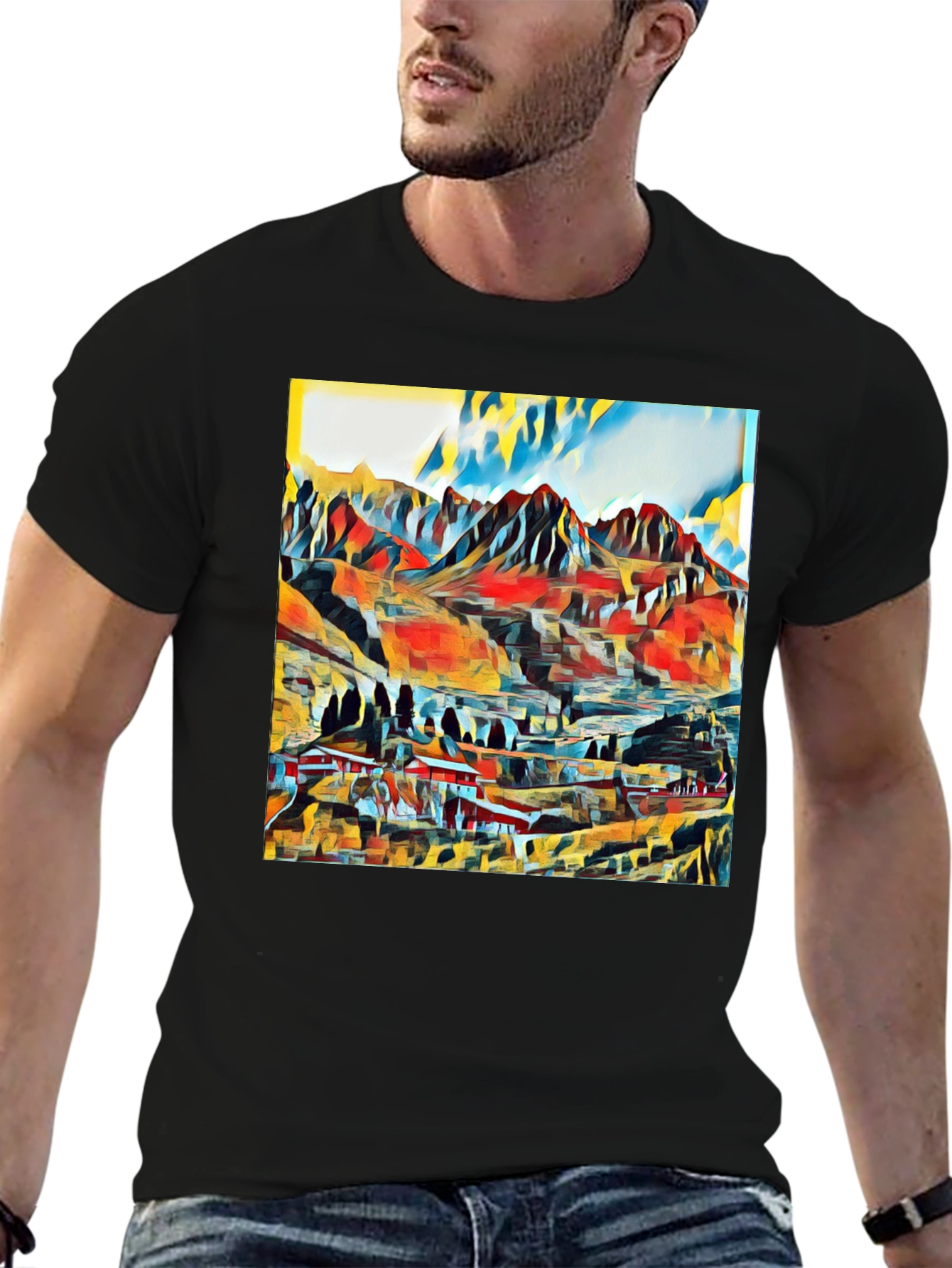 Abstract Mountain Graphic T-Shirt