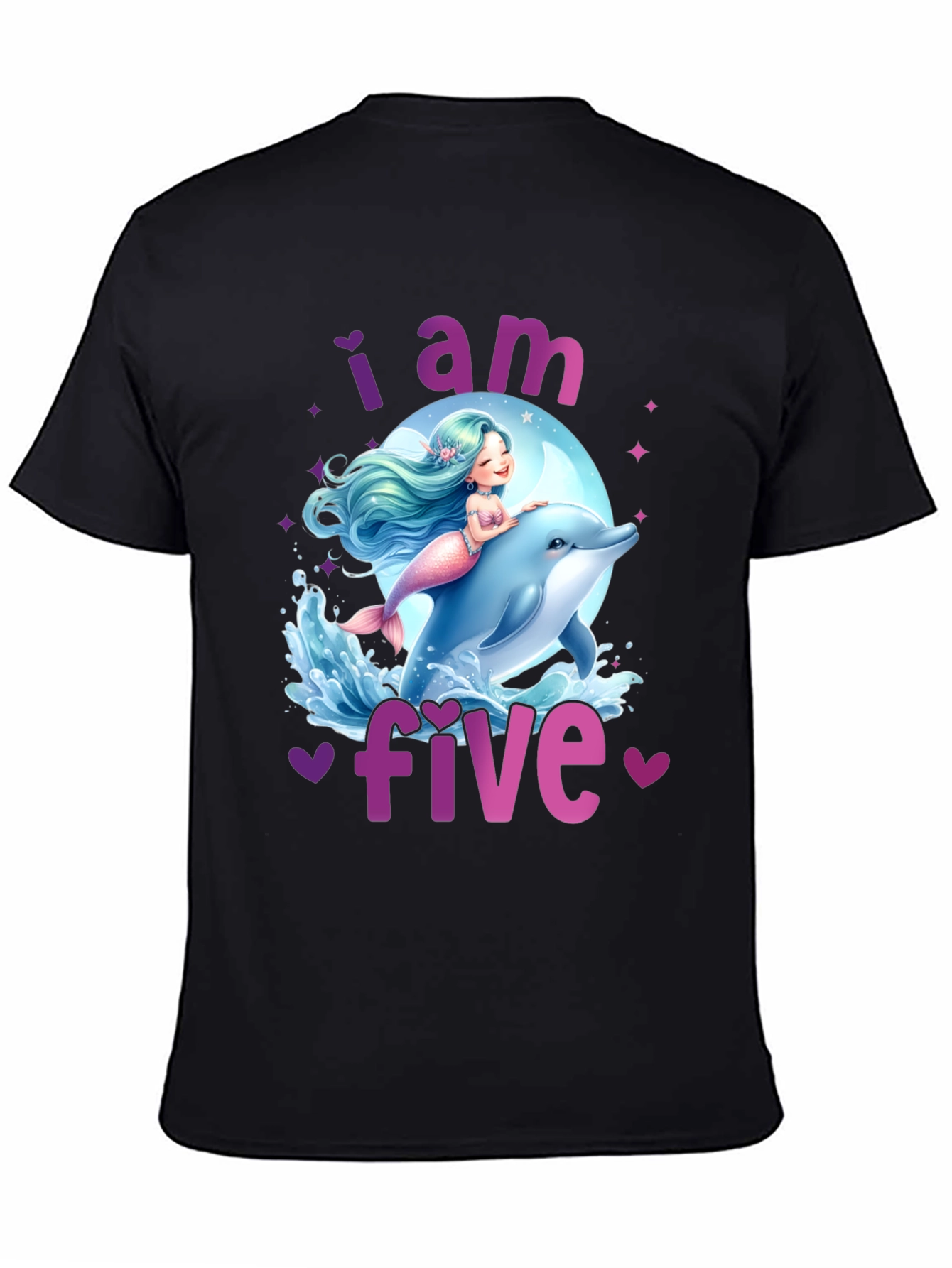 I am Five Mermaid Dolphin Birthday T-Shirt