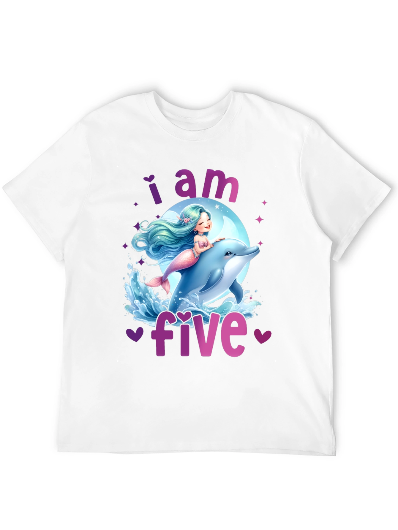 I am Five Mermaid Dolphin Birthday T-Shirt