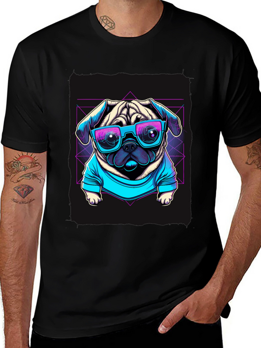 Cool Pug Graphic Tee - Retro Style
