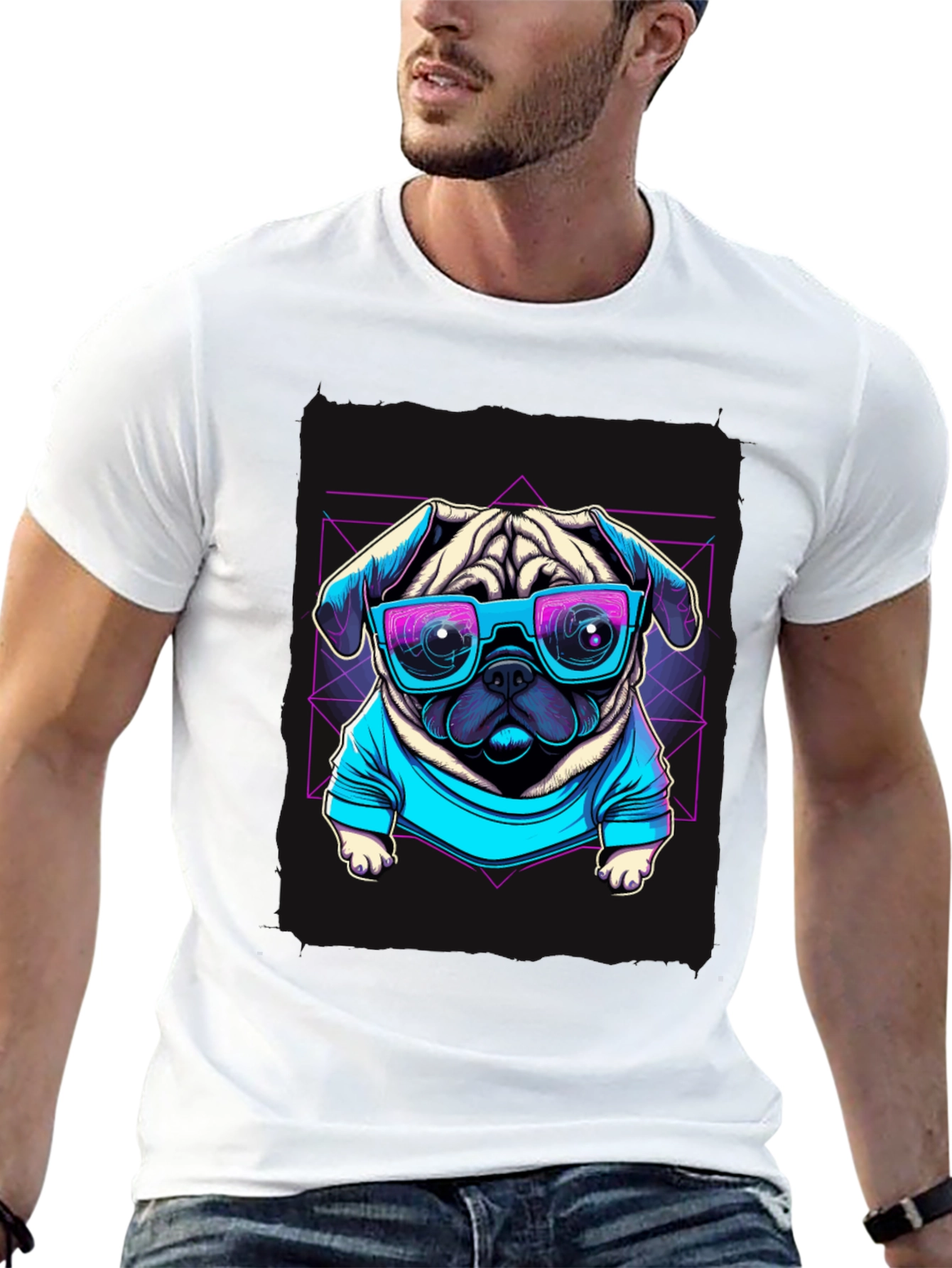 Cool Pug Graphic Tee - Retro Style