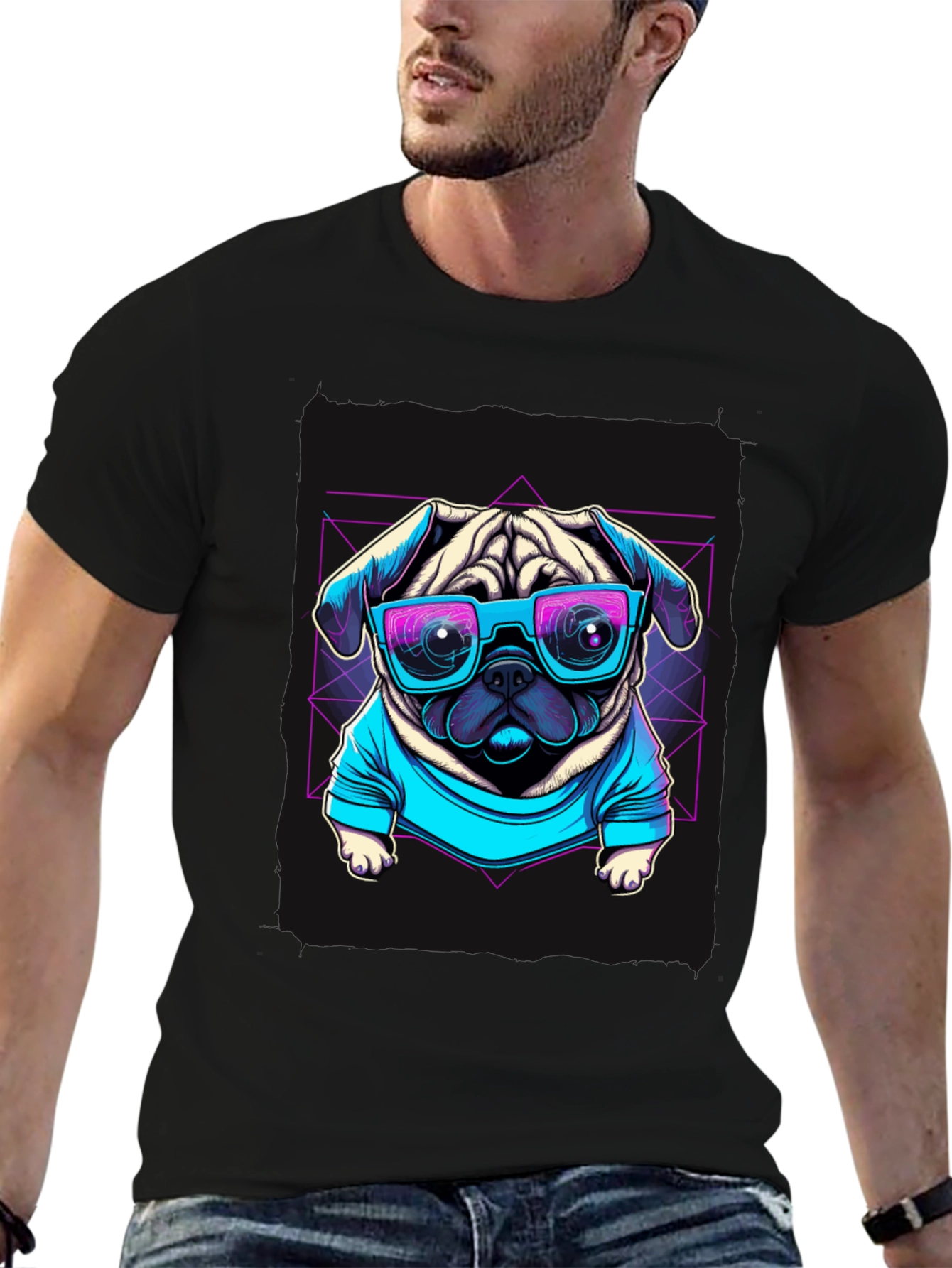 Cool Pug Graphic Tee - Retro Style