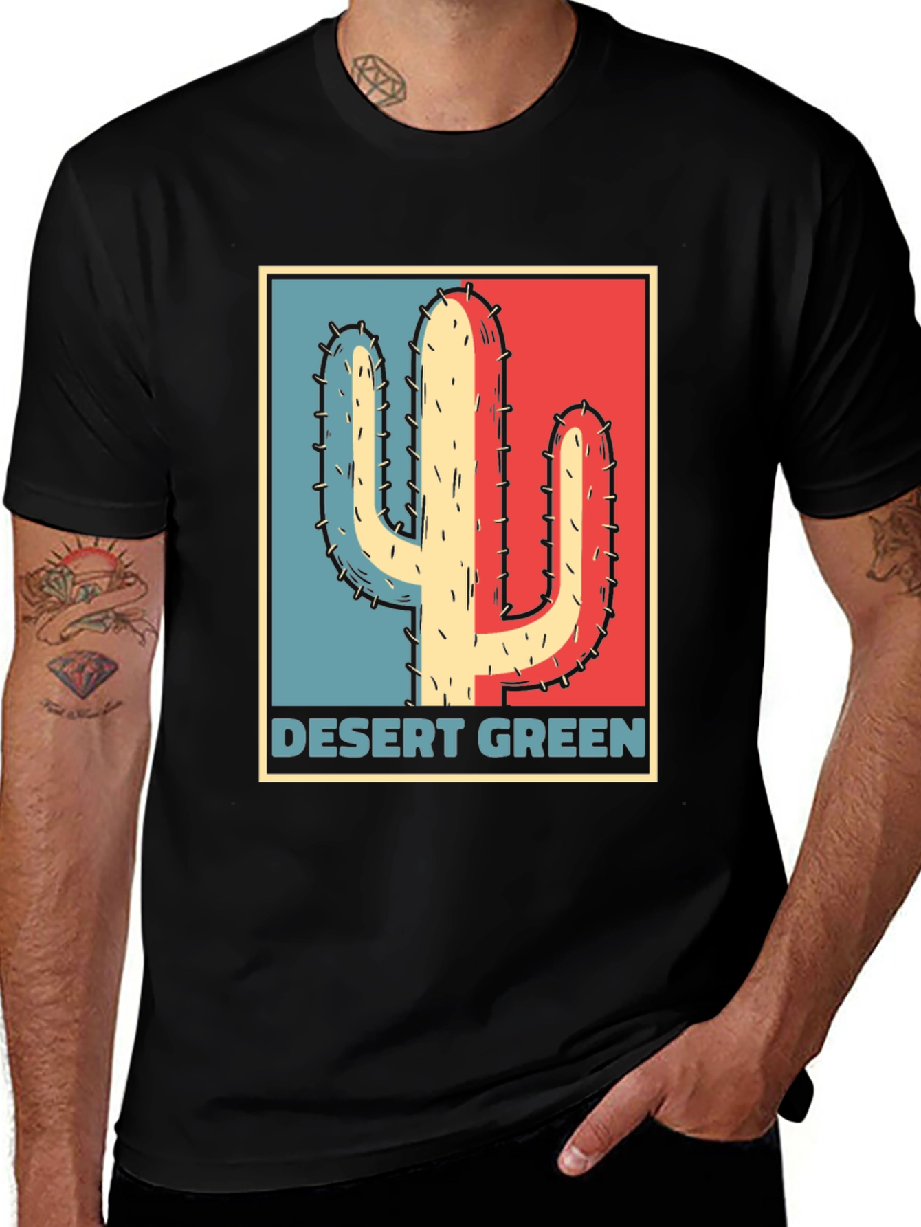 Desert Green Cactus T-Shirt - Retro Graphic Tee