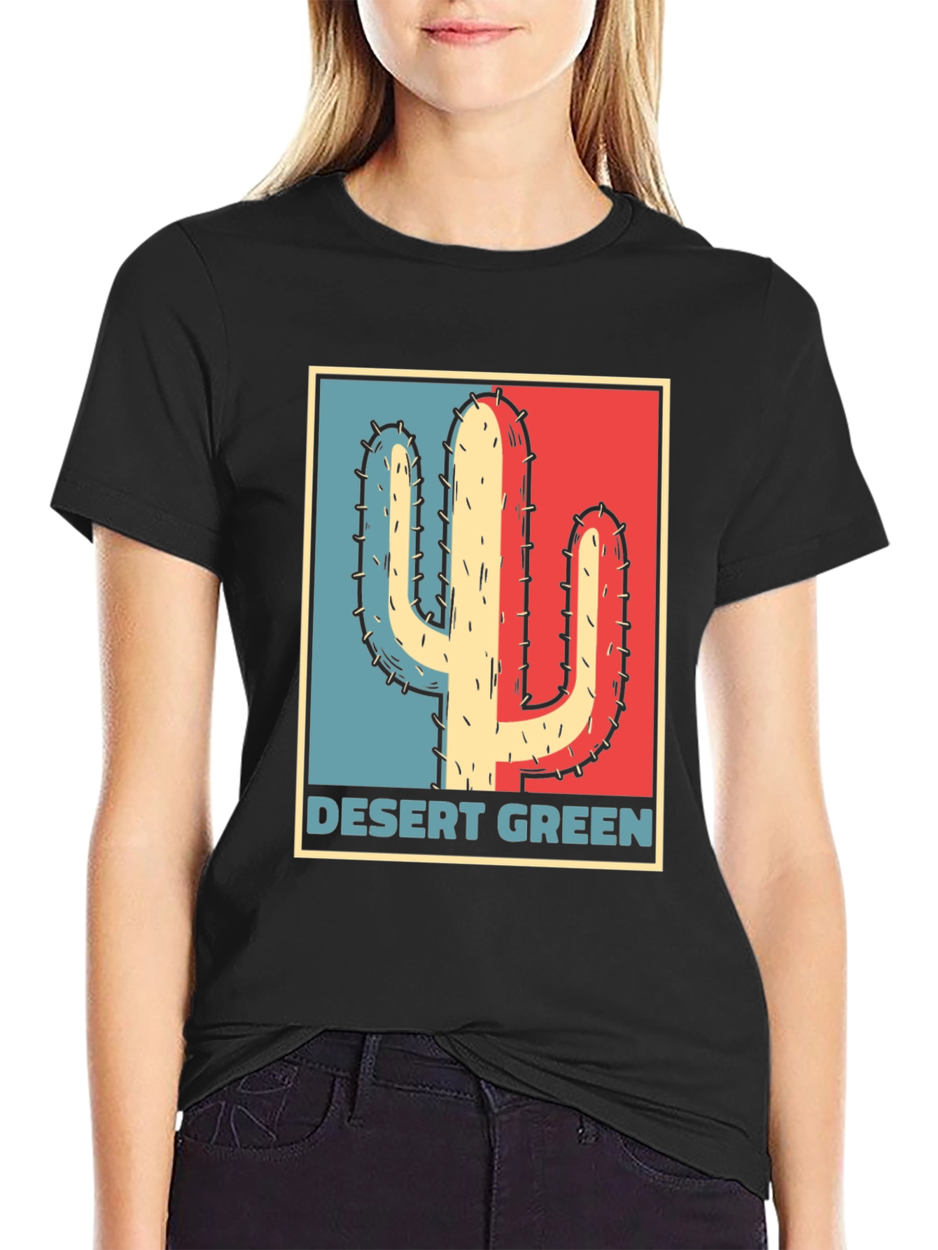 Desert Green Cactus T-Shirt - Retro Graphic Tee