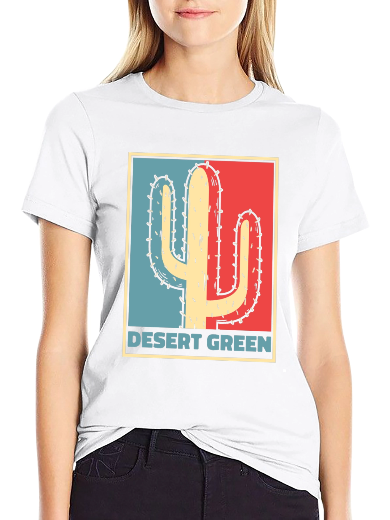 Desert Green Cactus T-Shirt - Retro Graphic Tee