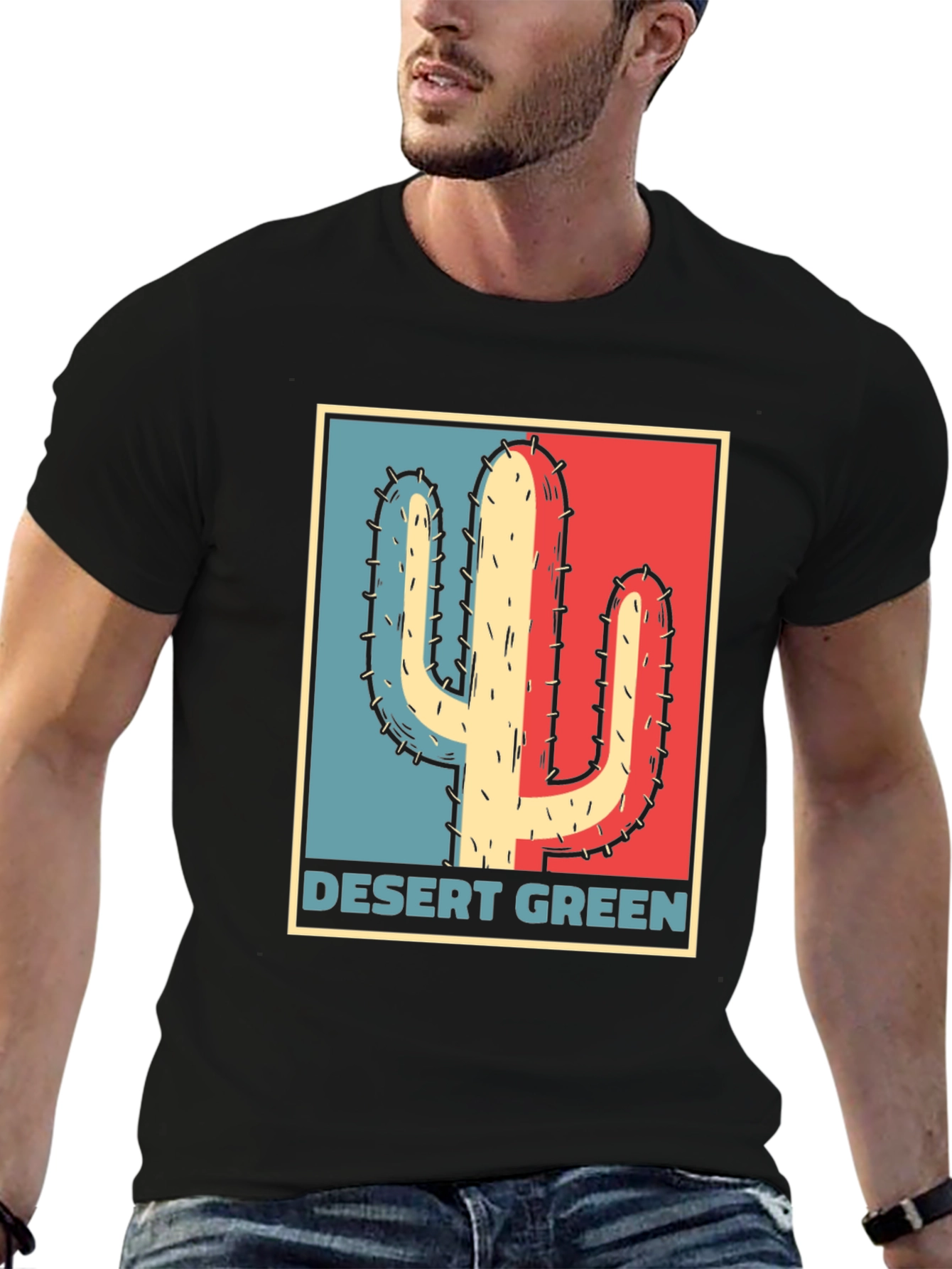 Desert Green Cactus T-Shirt - Retro Graphic Tee