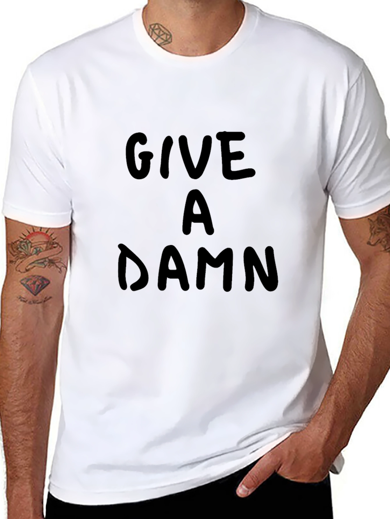 Give a Damn Black Graphic T-Shirt