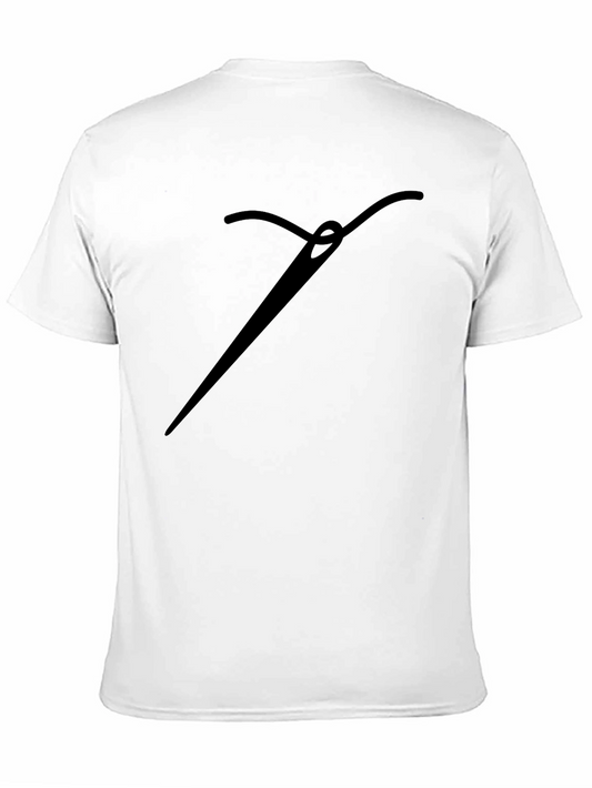 Sewing Needle Graphic Tee - Black Cotton Shirt
