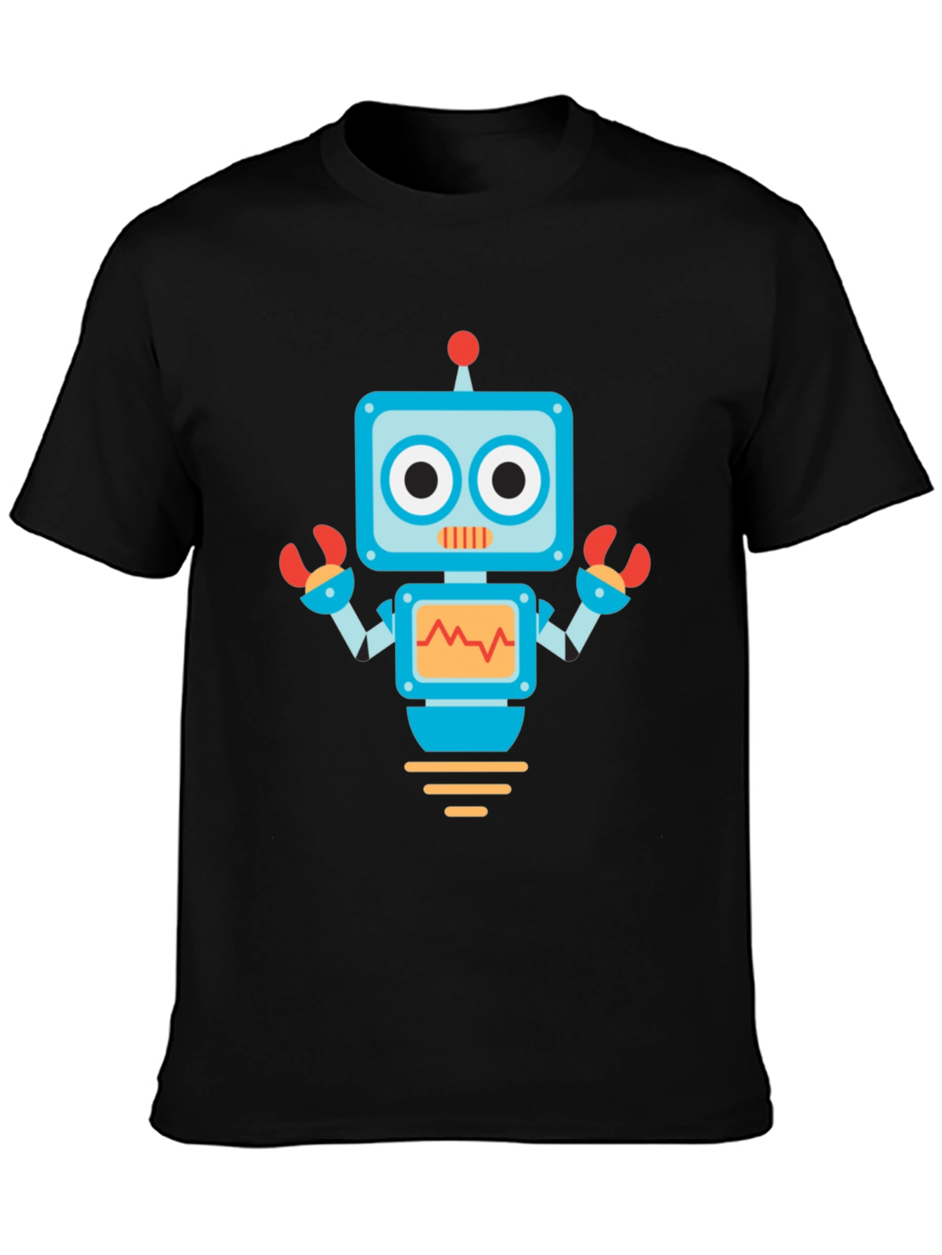 Robot Graphic Print Black Tee