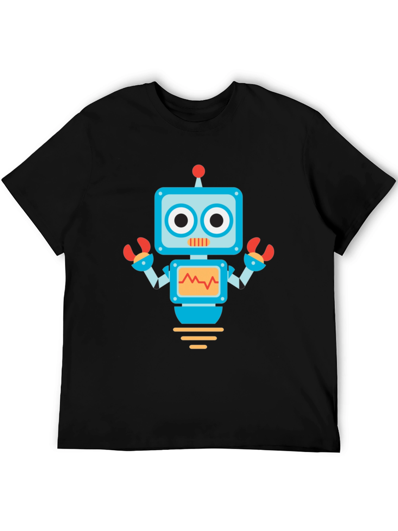 Robot Graphic Print Black Tee