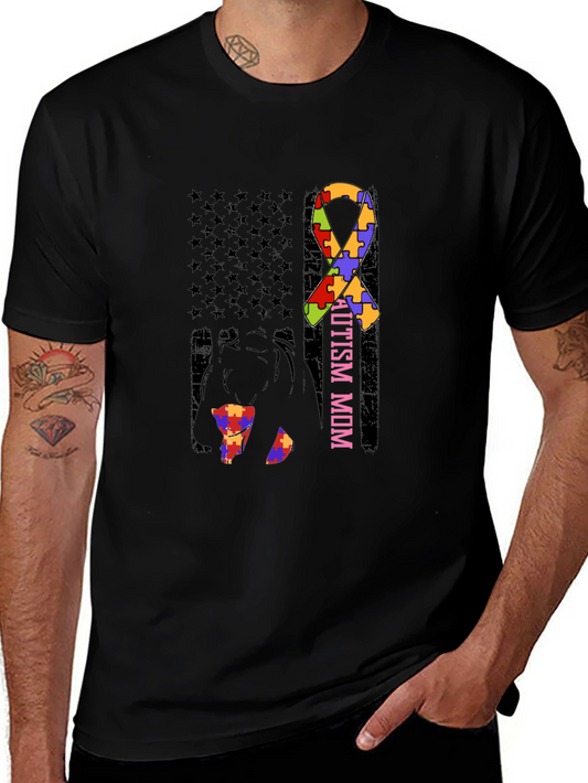 Autism Mom Puzzle Ribbon T-Shirt