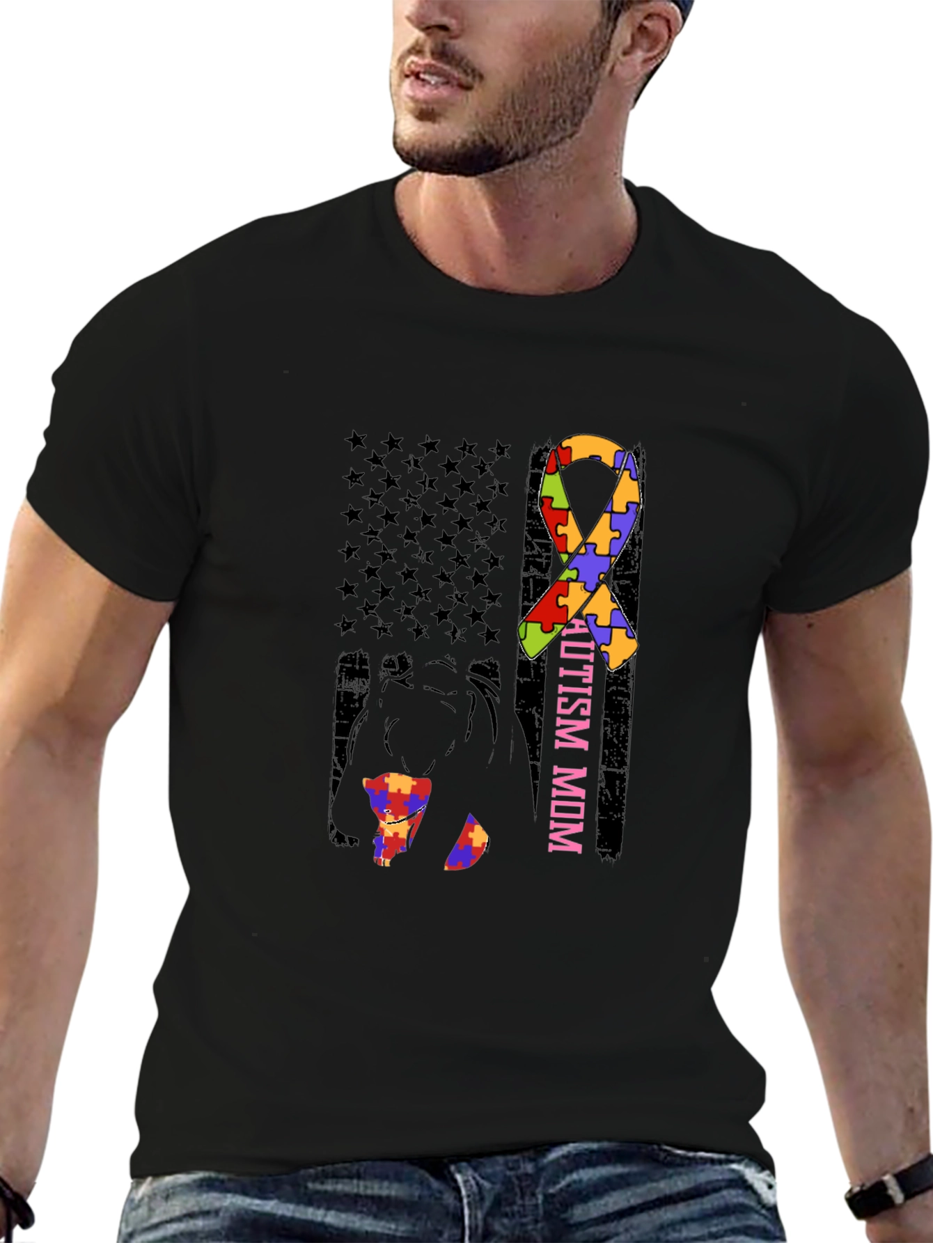 Autism Mom Puzzle Ribbon T-Shirt
