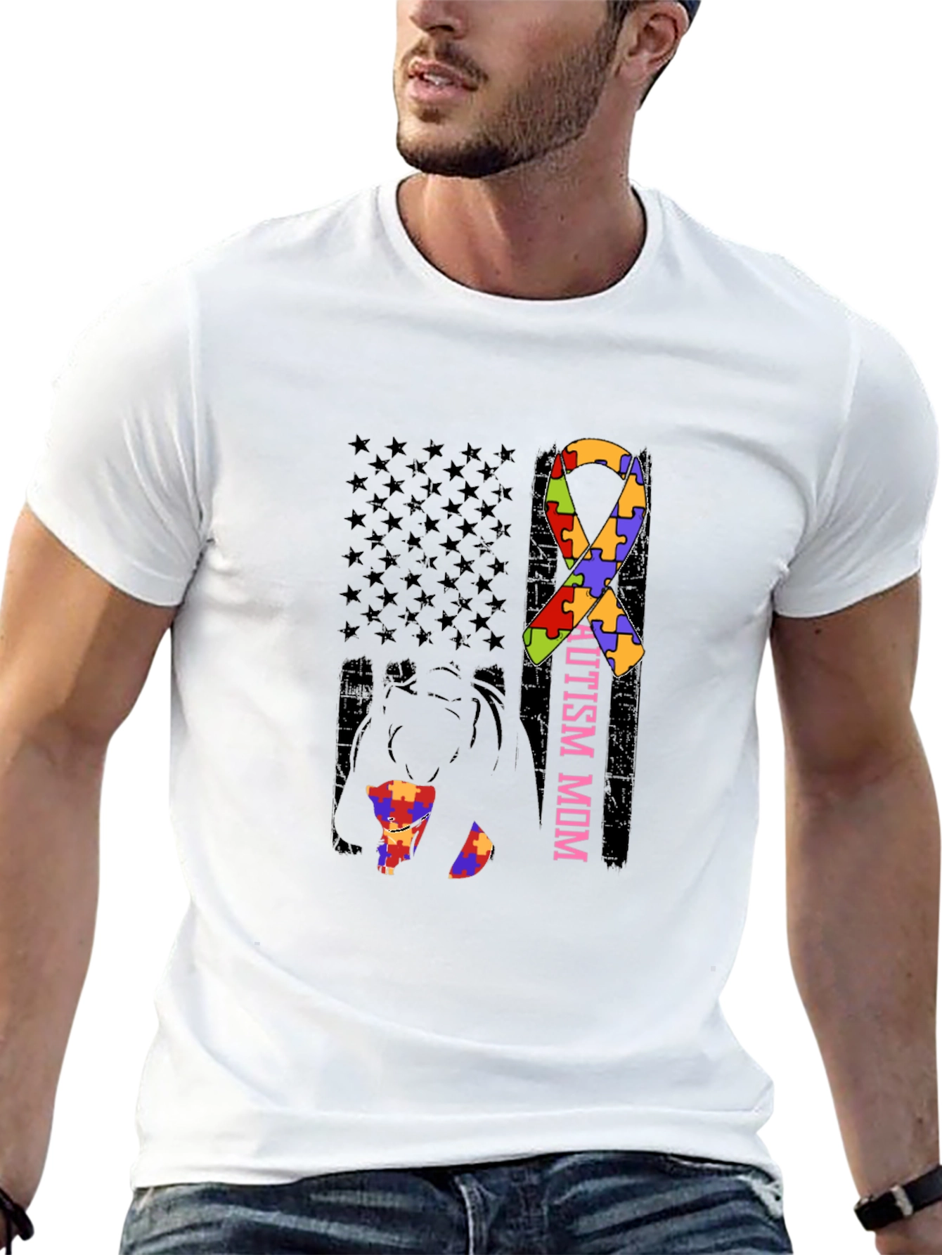 Autism Mom Puzzle Ribbon T-Shirt