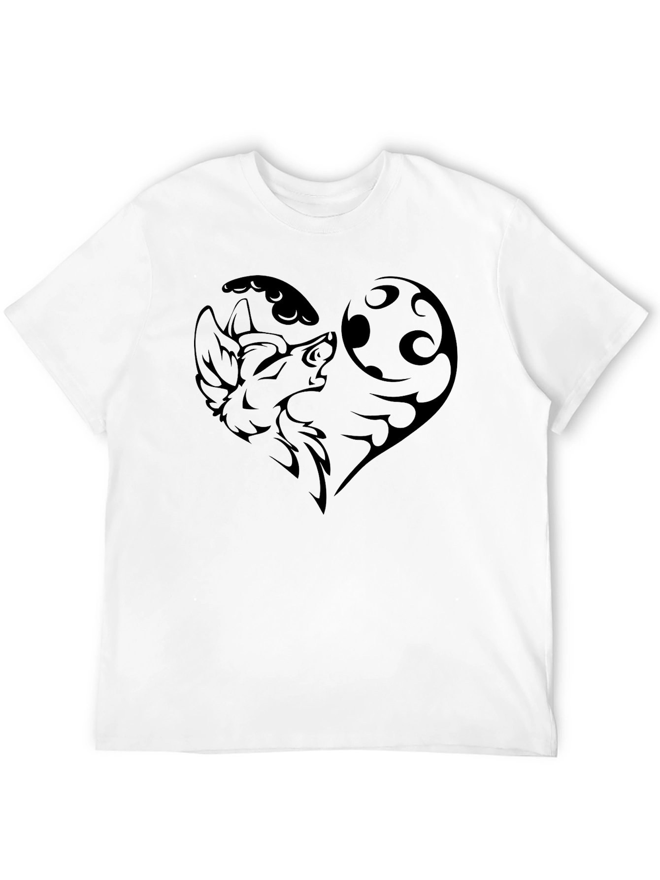 Wolf Moon Heart Graphic Tee - Black Cotton Blend