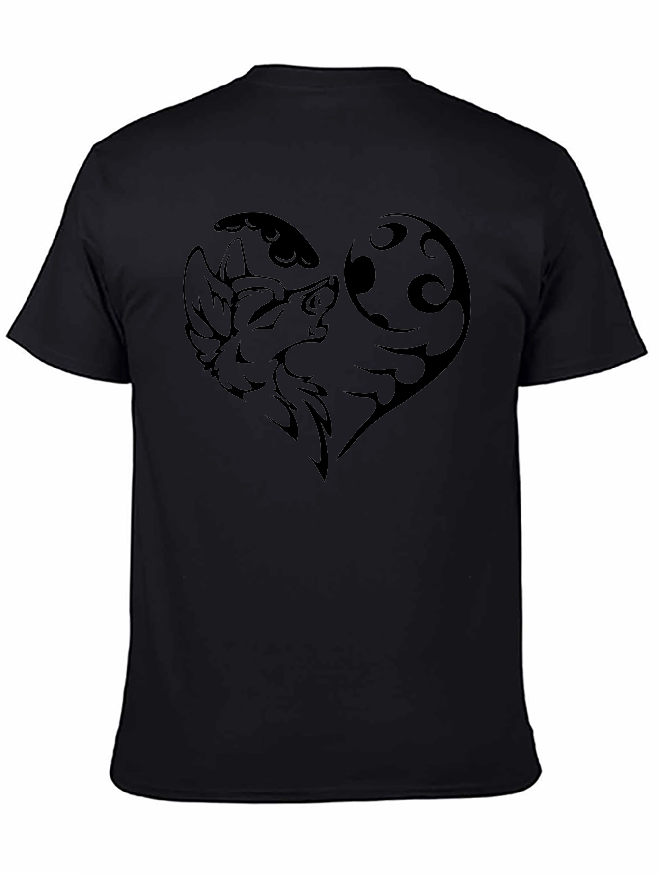 Wolf Moon Heart Graphic Tee - Black Cotton Blend