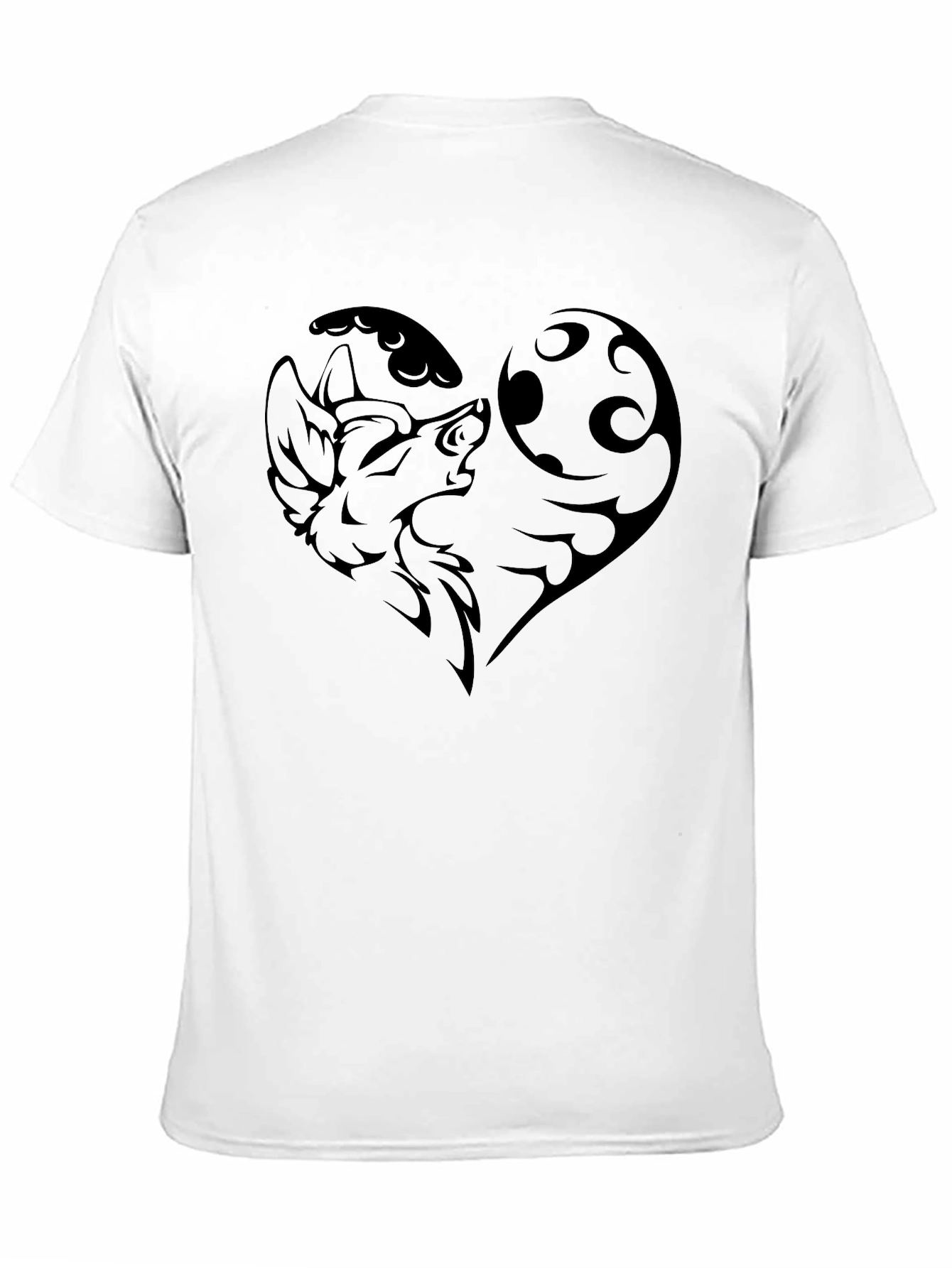Wolf Moon Heart Graphic Tee - Black Cotton Blend
