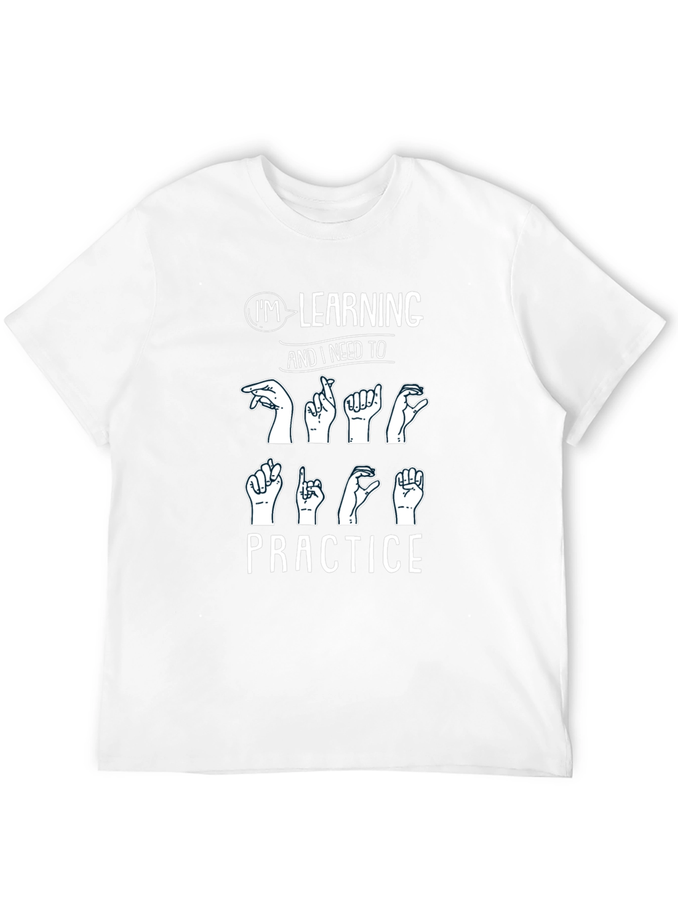 ASL Im Learning Practice Black Graphic T-Shirt