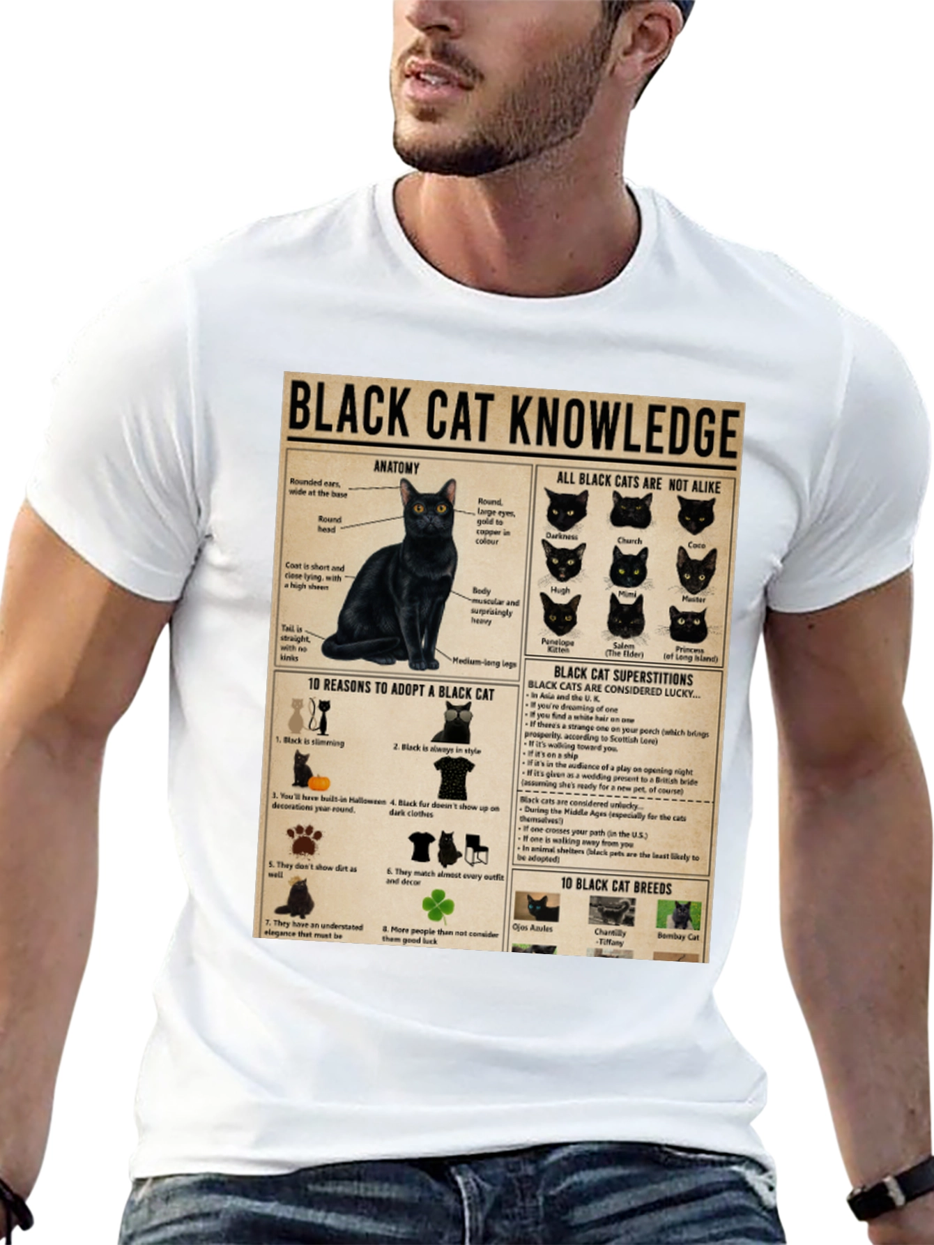 Black Cat Knowledge Graphic T-Shirt