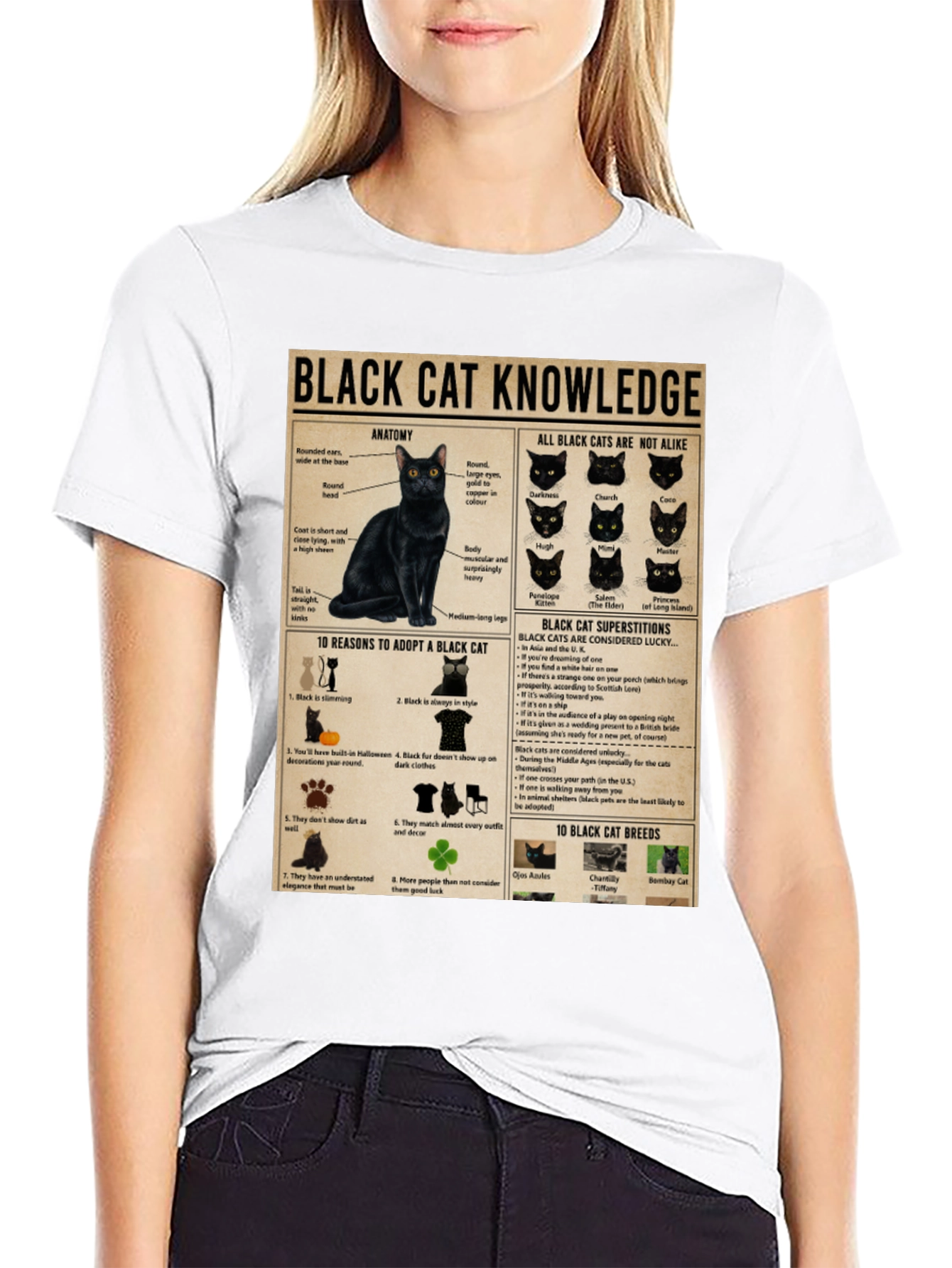 Black Cat Knowledge Graphic T-Shirt