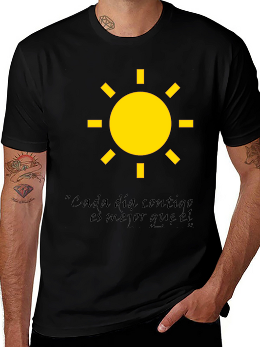 Sunny Day Graphic Tee - Cada dia contigo Black Cotton T-Shirt