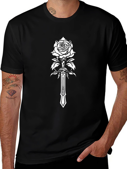 Rose & Sword Graphic T-Shirt - Black