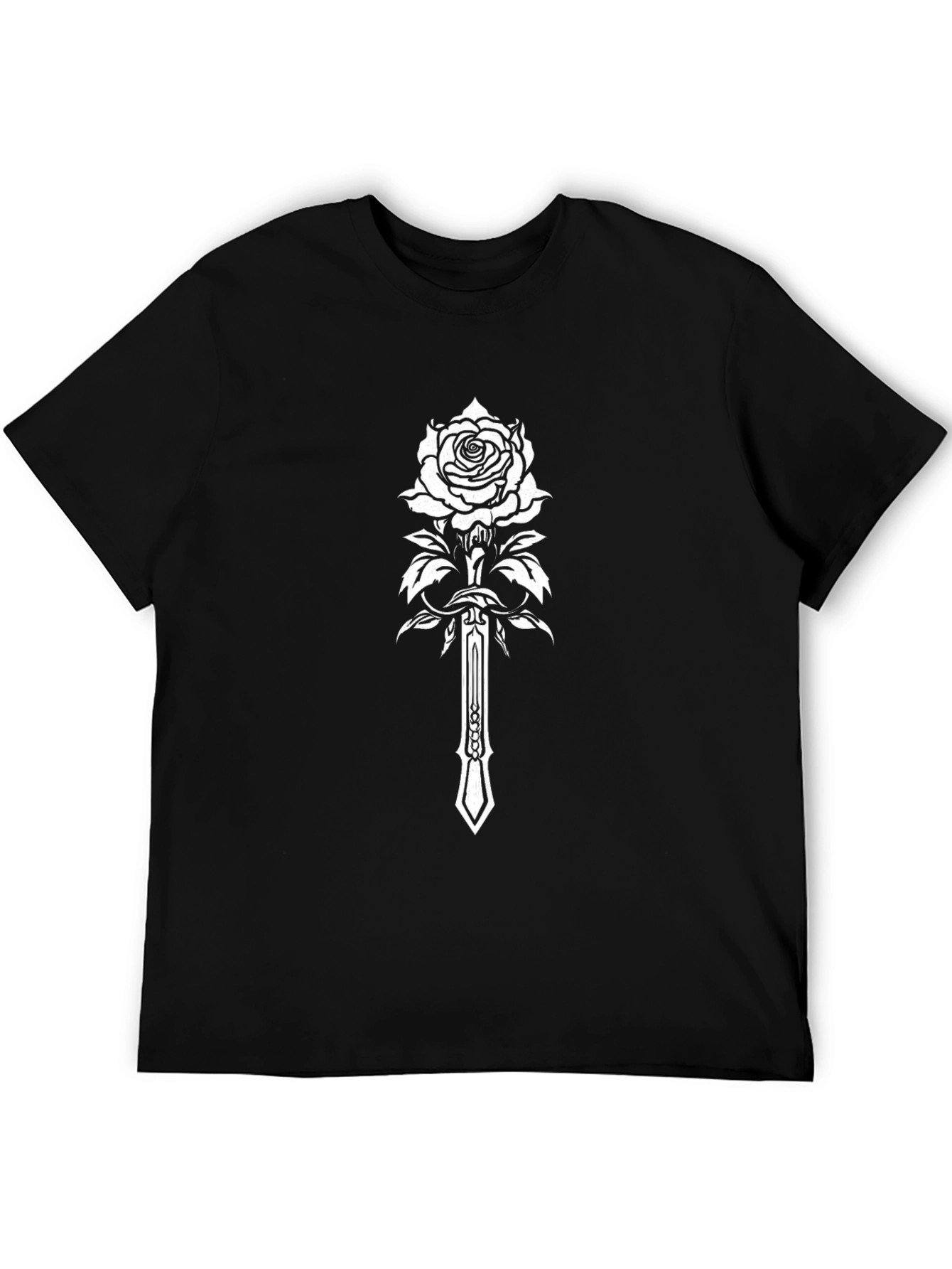 Rose & Sword Graphic T-Shirt - Black