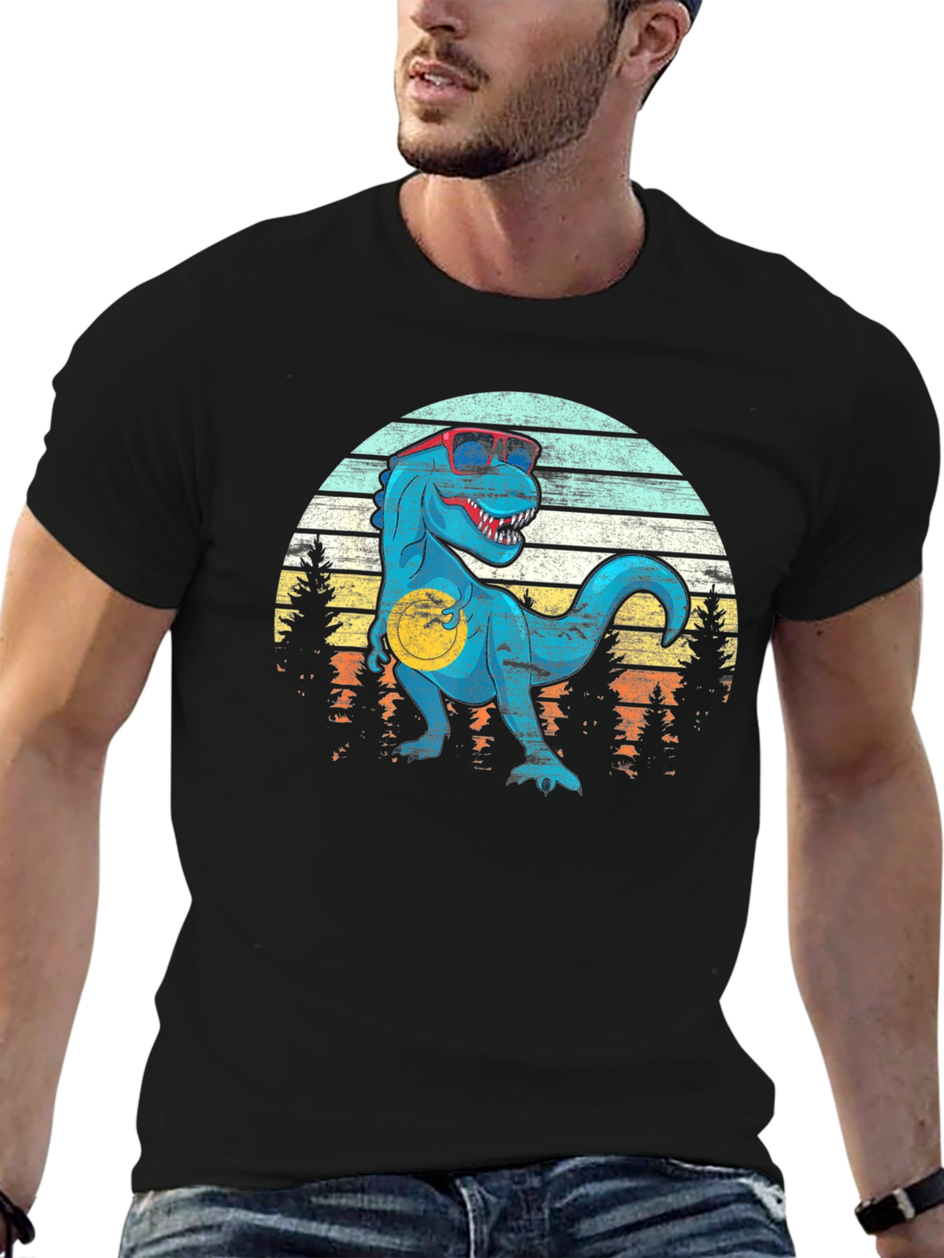 Retro Dinosaur T-Shirt with Sunglasses