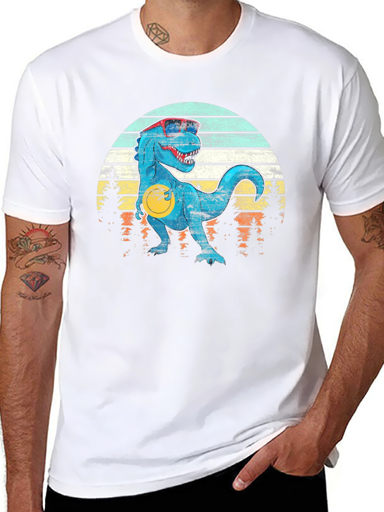 Retro Dinosaur T-Shirt with Sunglasses