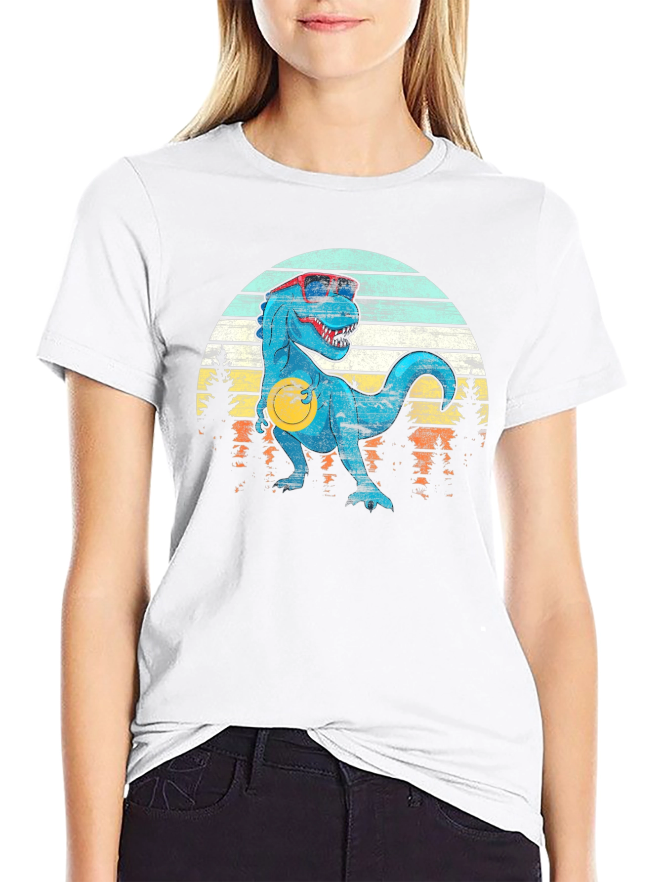 Retro Dinosaur T-Shirt with Sunglasses