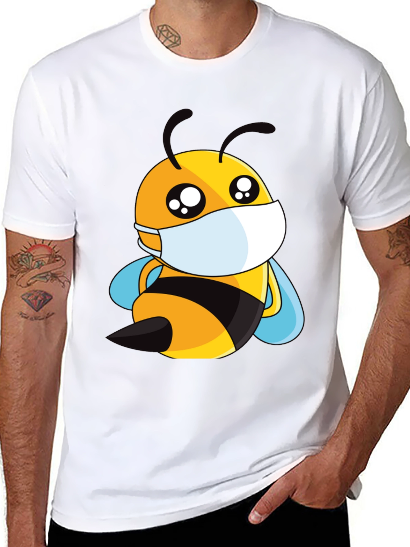 Masked Bee Graphic Tee - Black
