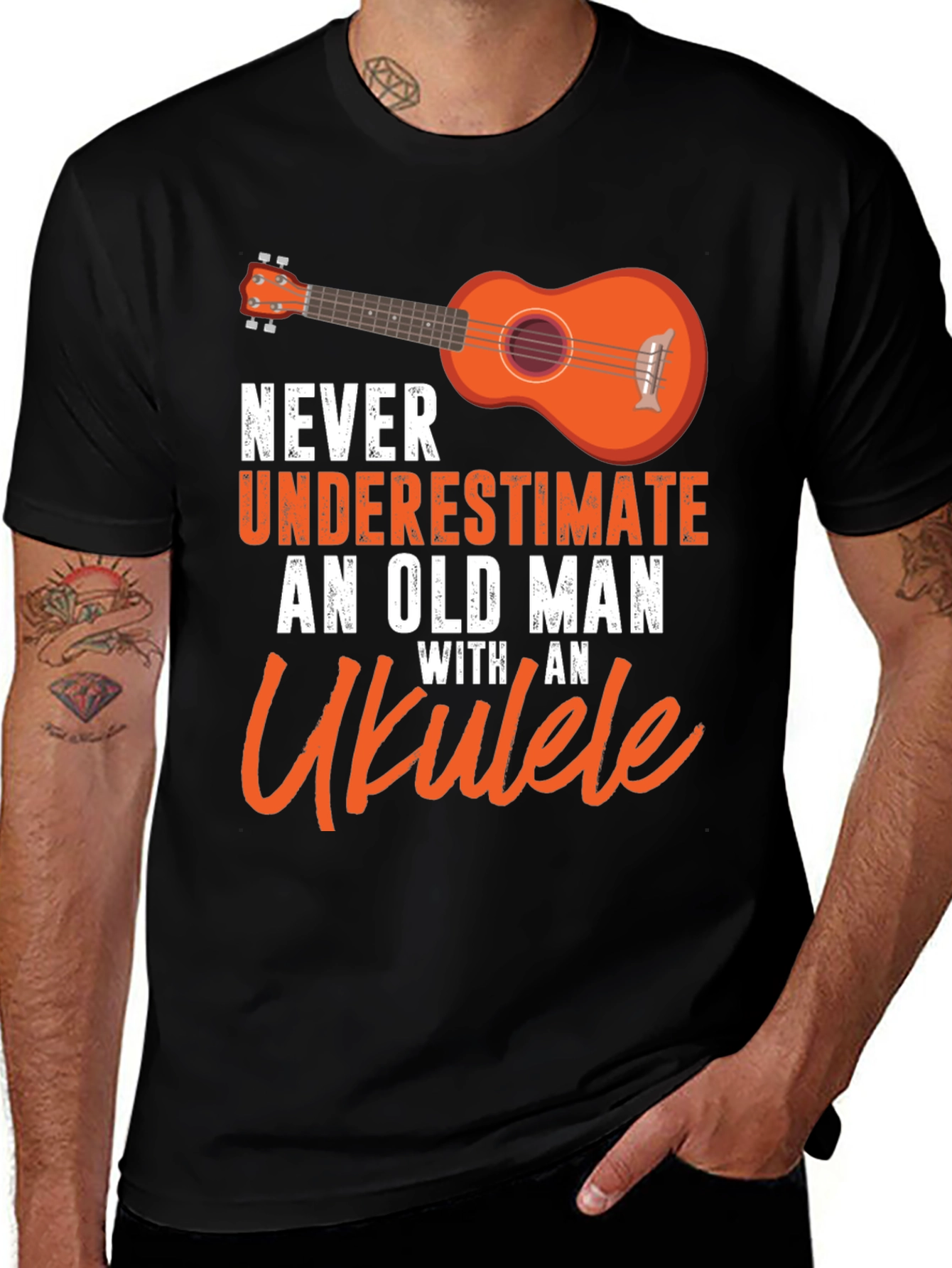 Ukulele Old Man T-Shirt - Music Lover Gift