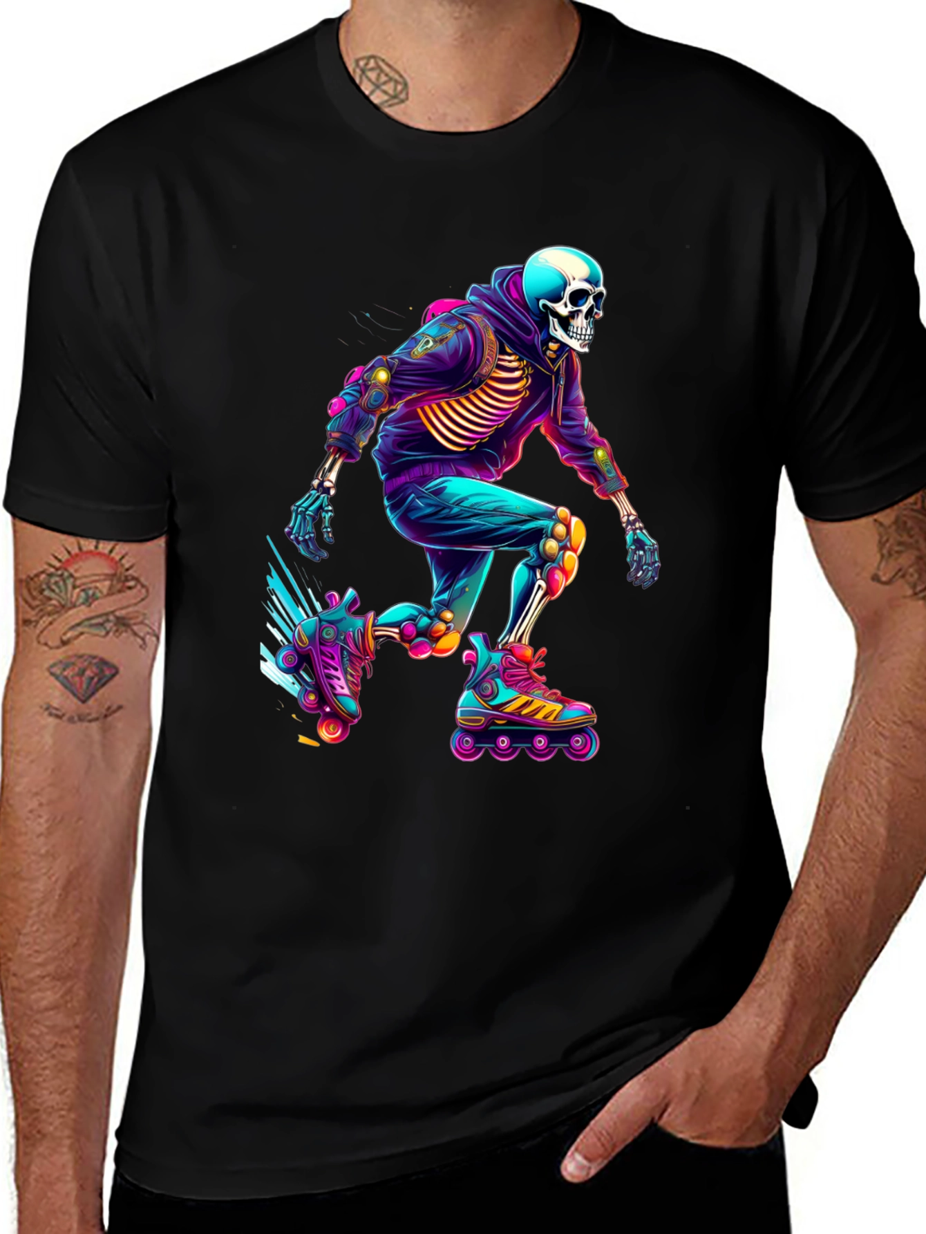 Skeleton Roller Skater Graphic Tee