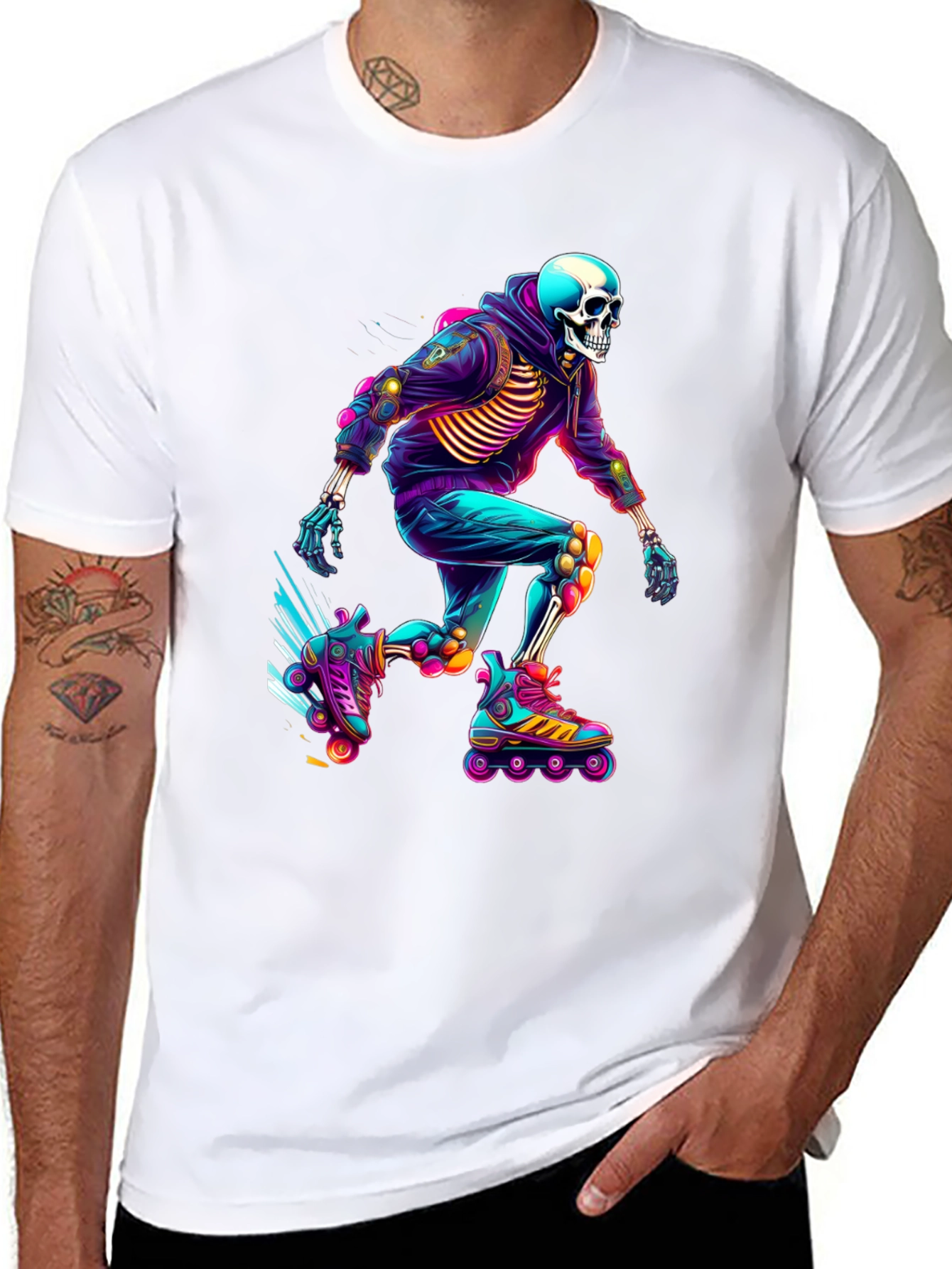 Skeleton Roller Skater Graphic Tee