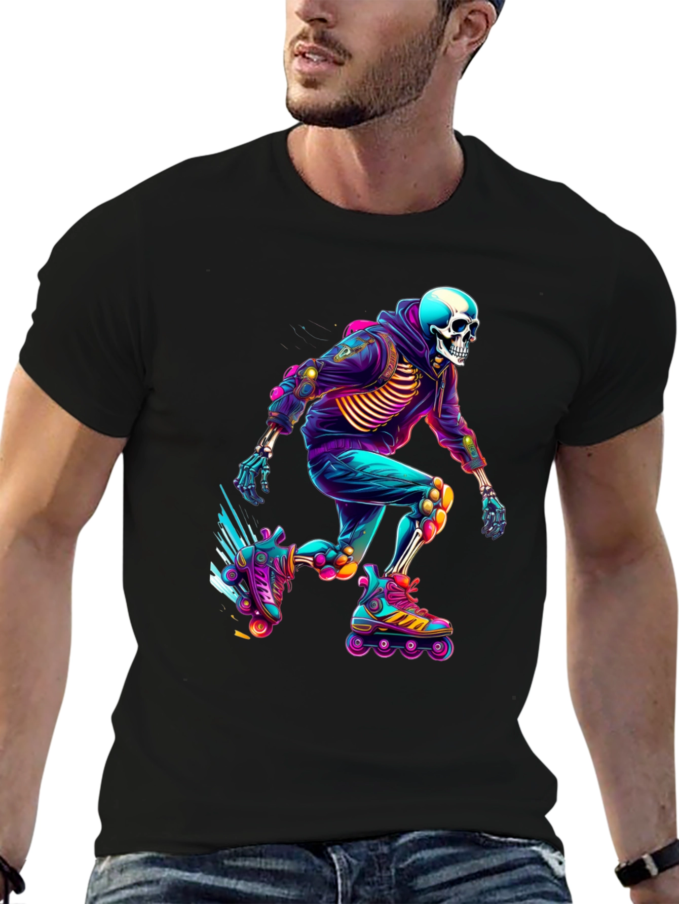 Skeleton Roller Skater Graphic Tee