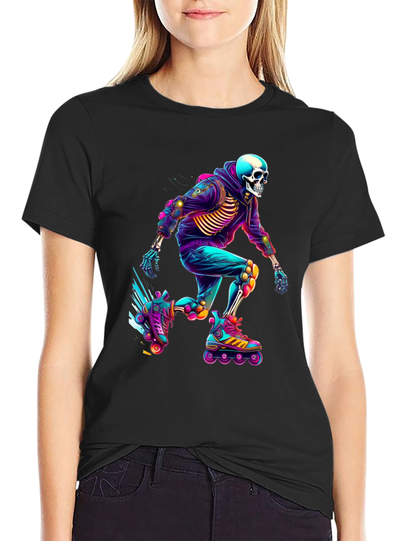 Skeleton Roller Skater Graphic Tee